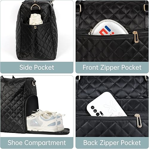 Miniatura 6 de Bolsas de lona para viajes, bolsa de fin de semana para mujer con bolsa de aseo personal, bolsa de viaje para mujer, bolsa de noche con bolsillo