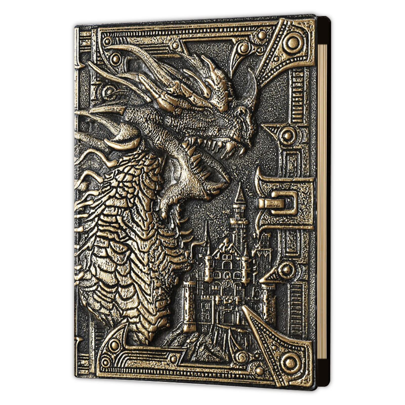 Ancient Deer DND Carnet rechargeable en cuir vintage 3D avec marque-page pour donjons et dragons Accessoires D&D Excellent cadeau DM GM et joueur (dragon brone)