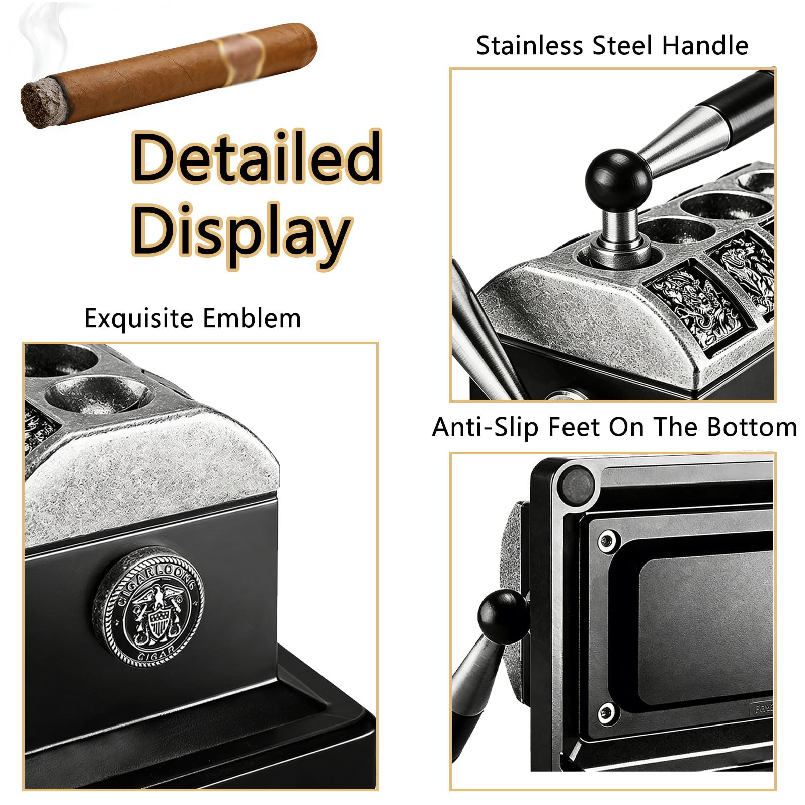 Desktop Zigarrenschneider, Guillotine für 52-60 Ringstärke, Edelstahlklinge, gerade & V-Schnitt, kommerzielle Ladenverwendung