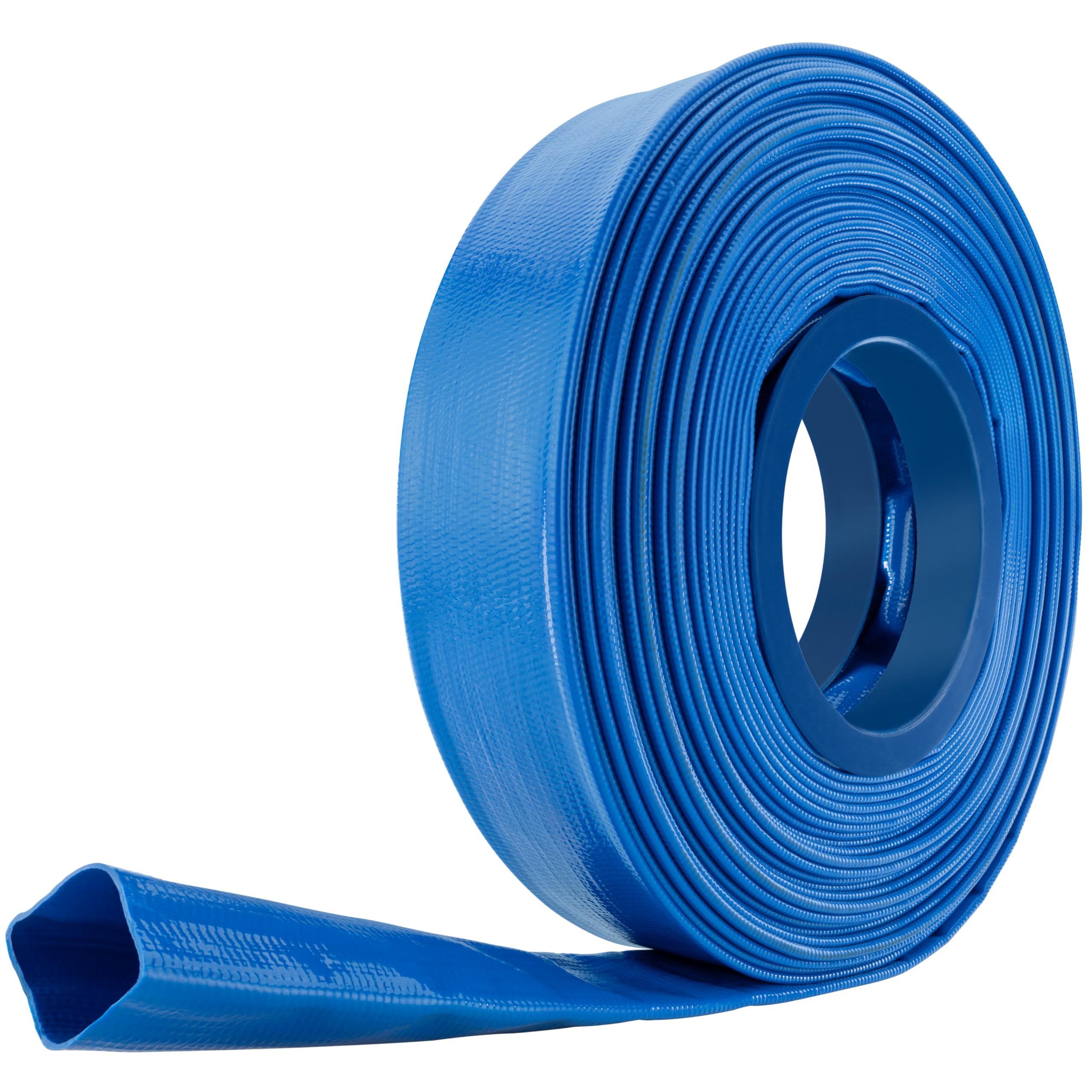 Tuyau Plat PVC 20m – Diamètre 38mm (1 1/2”), Pression 7 Bar – Pour Construction, Irrigation, Jardin – Bleu