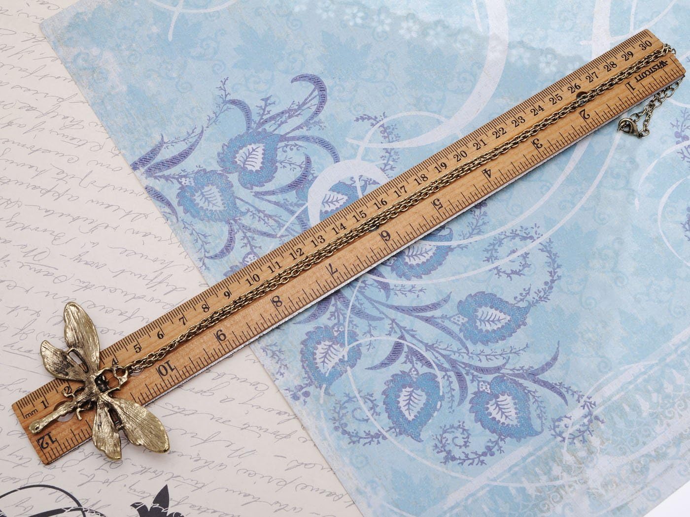 Alilang Rose Painted Enamel Bug Wing Crystal Rhinestone Small Dragonfly Pendant Necklace - Image 3