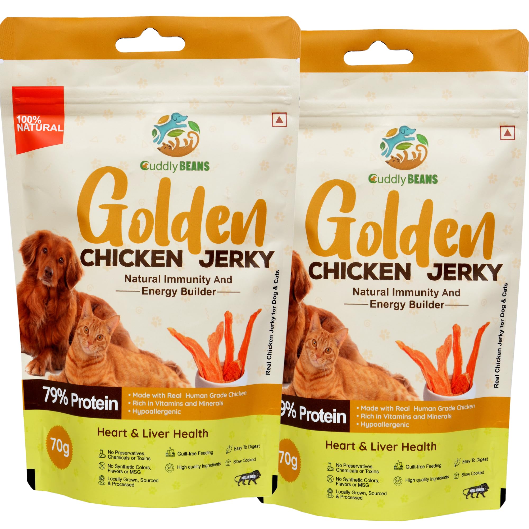 Cuddly Beans Turmeric Original Chicken Jerky Dog & Cat Treat 70gm(Pack of 2)| 79% Protein, Healthy, Natural, Nutritional & Digestible | Builds Immunity & Energy | No Preservative No Chemical | (B0D1VPCLPQ) Amazon Price History, Amazon Price Tracker