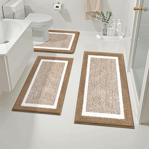 Miniatura 47 de Pauwer Juego de baño, alfombras de baño antideslizantes, alfombras de ducha absorbentes para suelo de baño, bañera y ducha, color azul aguamarina