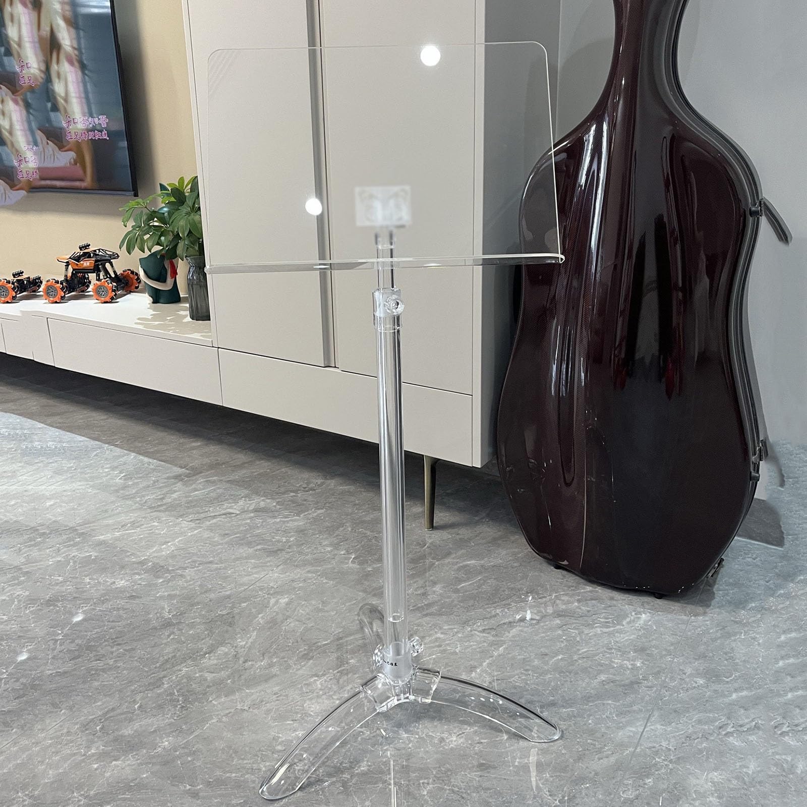 WORDFUN Haushalt Notenständer Geige, Notenablage Aus Acryl, Orchester Notenpult Transparent, Höhenverstellbar 91-141cm, Leichtgewichtler, Stabilisieren, Für Schulen, Orchester Und Kirchen