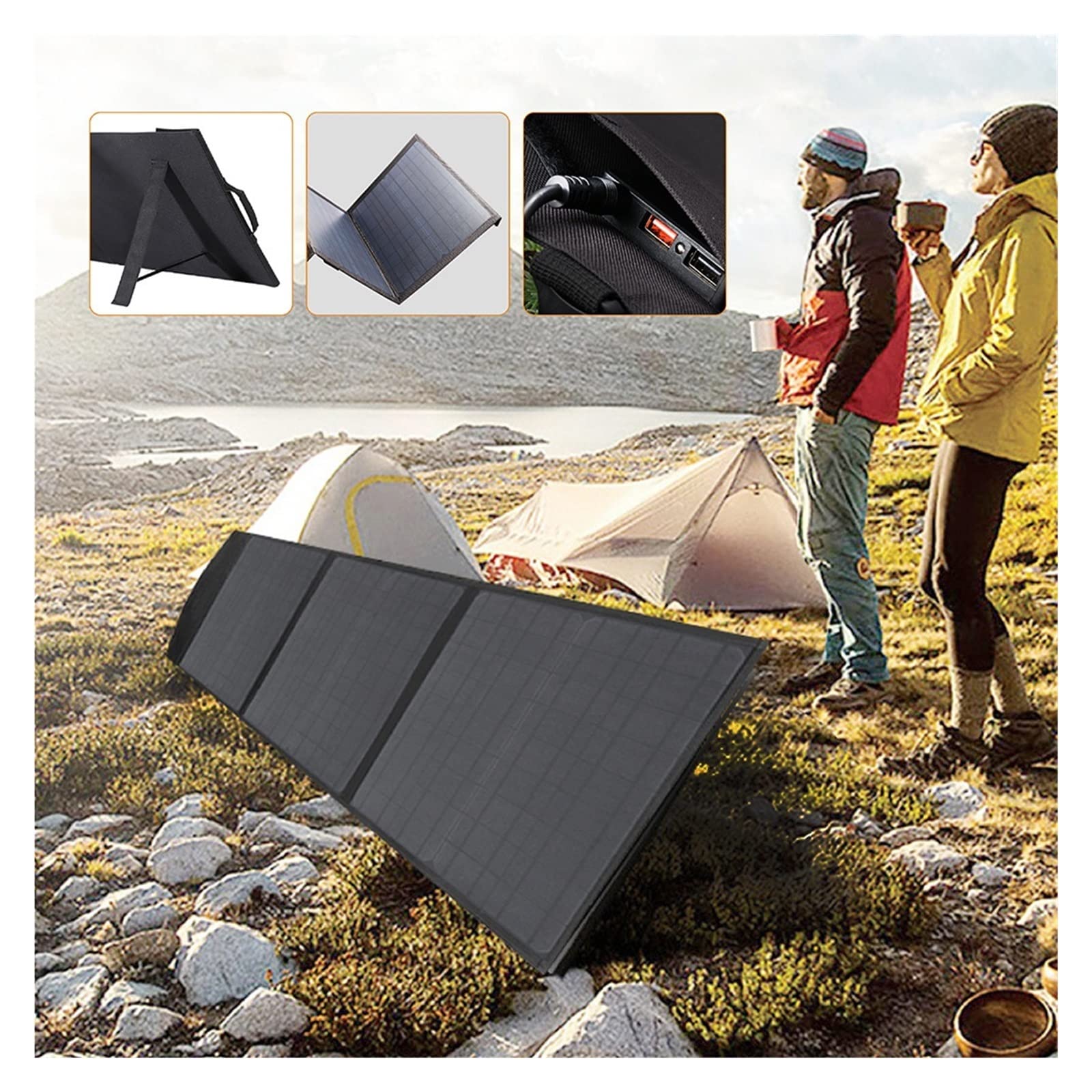 Pannello Solare Pannello Solare A Ricarica Rapida Pannello Solare Monocristallino da 60 W Pannello Solare Pieghevole Pannello di Generazione di Energia Solare for Esterni