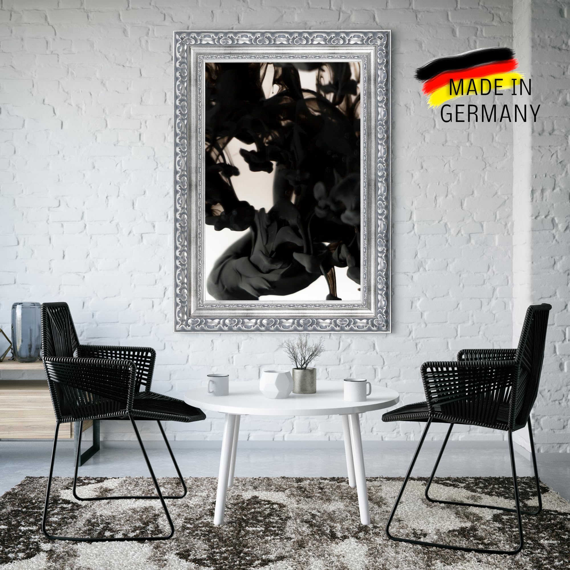 CLAMARO Bilderrahmen Otto Antik Barock, Massivholz, 60x85 cm, Acrylglas | Profilleiste 80 mm breit, Fichte Vollholz, HDF-Rückwand, Metall-Aufhänger, handgefertigt, Made in Germany, stabil