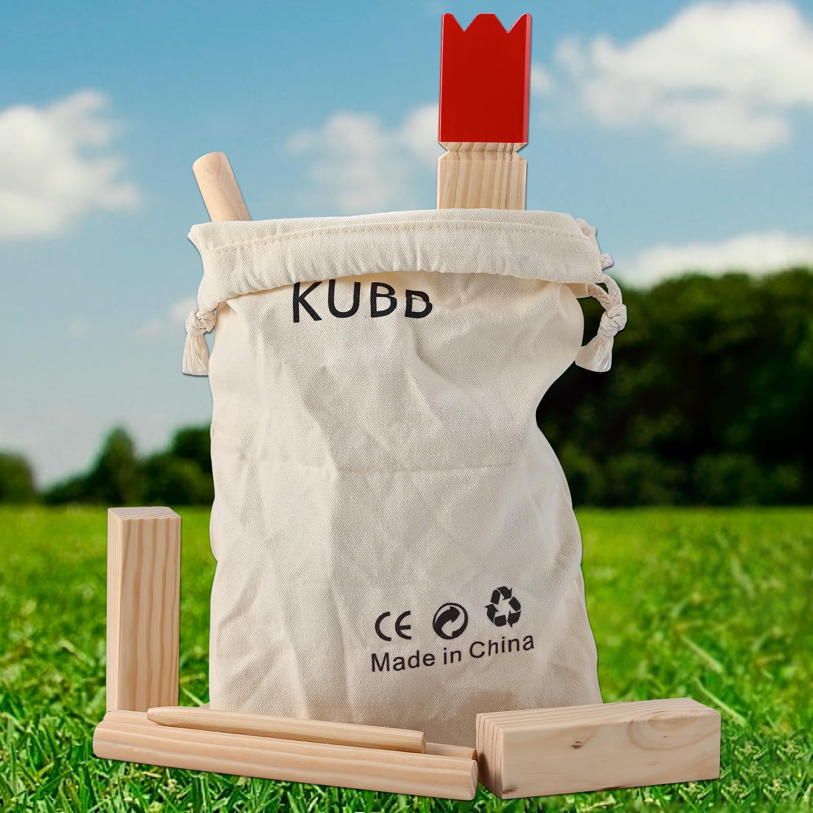 GOLDGE Kubb Wikingerschach Spiel Wikinger Schach Holz Holzfiguren Wurfspiel Kubb Wikingerschach Holzspiel für Kinder Erwachsene Outdoor Spiele