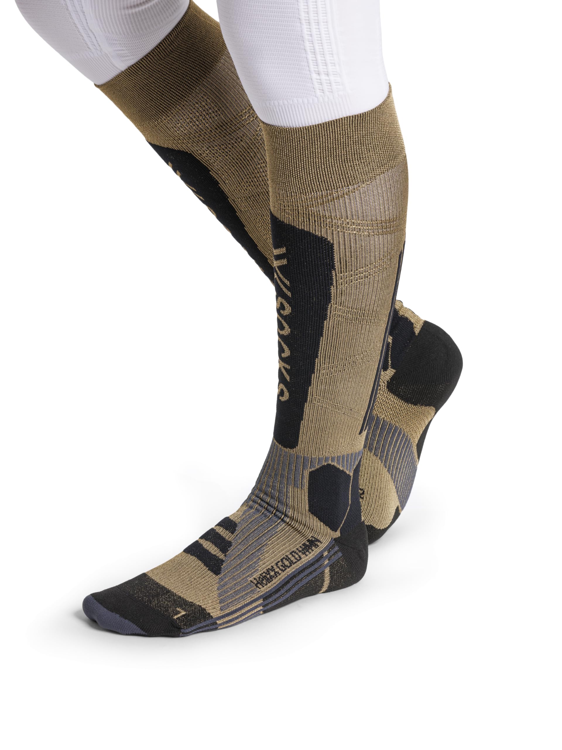 X-Socks Helixx Gold 4.0 Womens Special Edition Black and Gold - wysokowydajne skarpety do sportów zimowych zapewniające zwiększony komfort klimatyczny i wsparcie mięśni - Złoty/czarny, 39-40