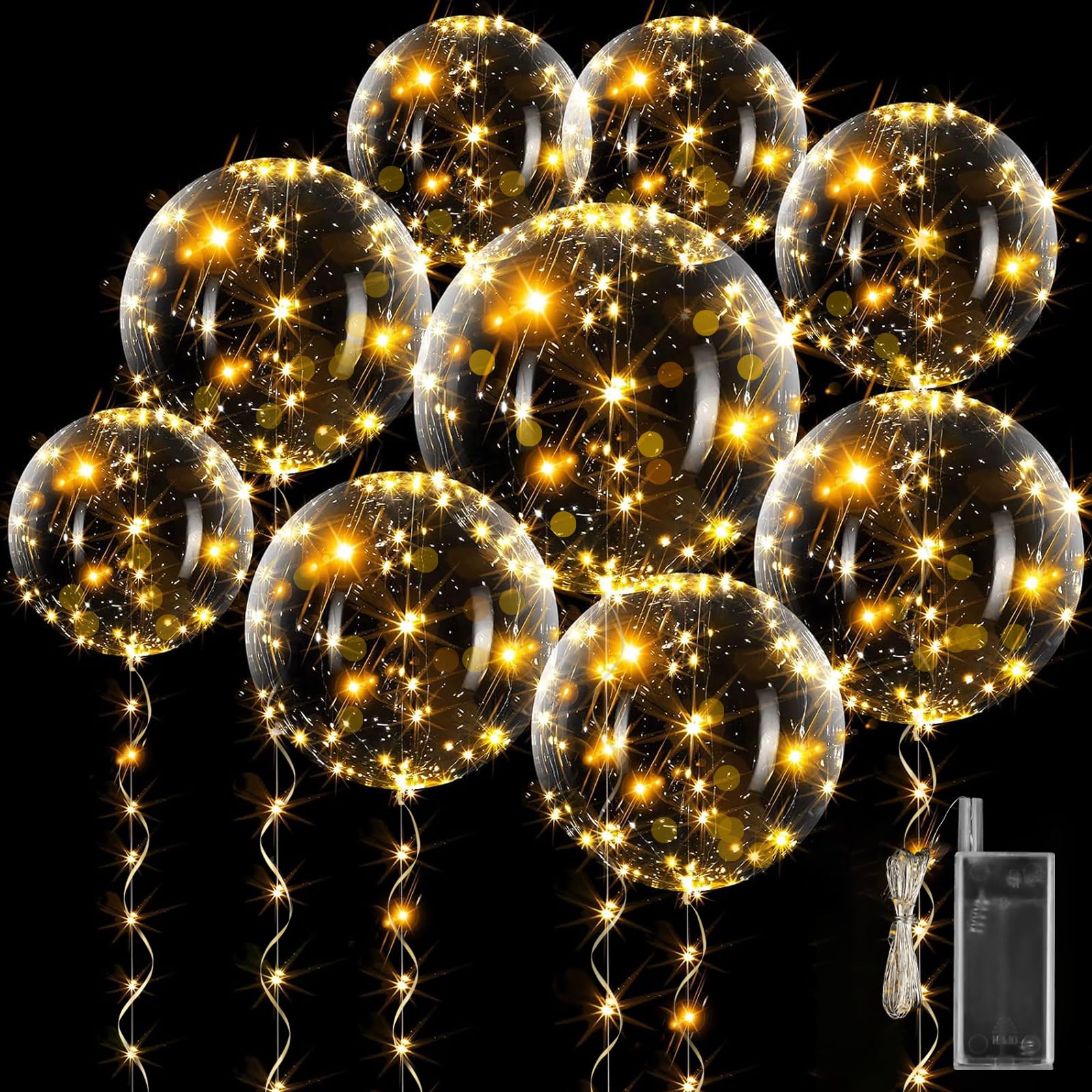15 Piezas Globos Luminosos Globos Bobo, 20 Pulgadas Globos Transparentes, Globos Led Bobo Con 3m Cadena De Luces, Globos Helio Para CumpleañOs, Fiesta, Navidad, DíA De San ValentíN, Boda
