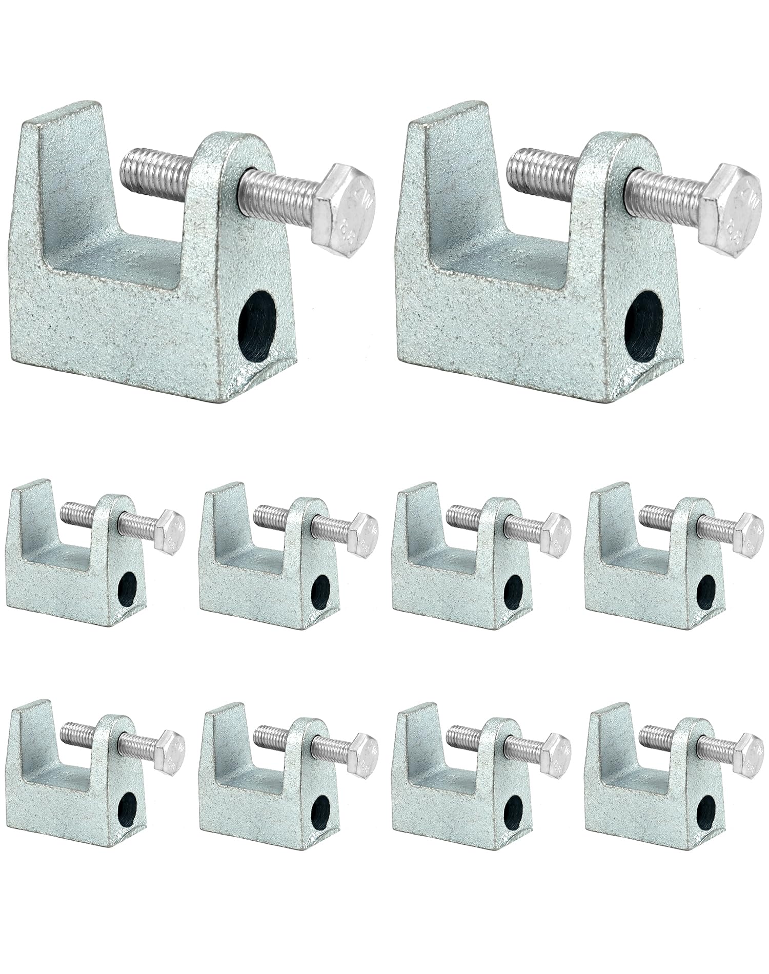QWORK® 10 piezas soporte de abrazaderas para vigas, acero galvanizado, M12 (12 mm), para construcción de puentes, ingeniería de construcción