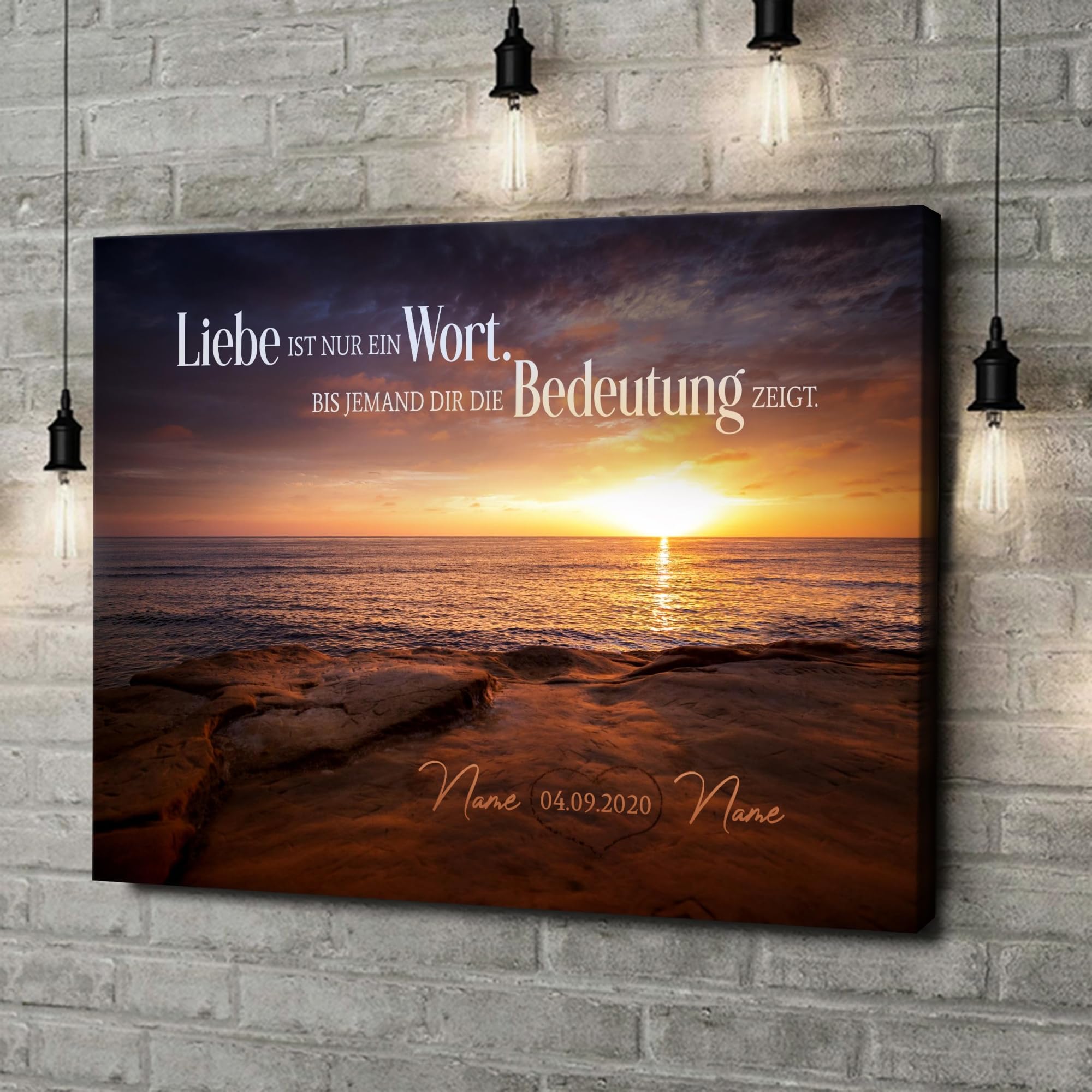 Liebesleinwand | Leinwand mit Namen und Datum | Wandbild gestalten, Jahrestag Geschenk für Frauen und Männer | Bedeutung von Liebe