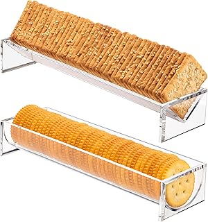 Clear Cracker Tray for Serving, Set of 2 Rectangular Cracker Holder for Serving Trays, Acrylic Food Display Cracker Serving Stand for Home, Party & Charcuterie Board Platter
