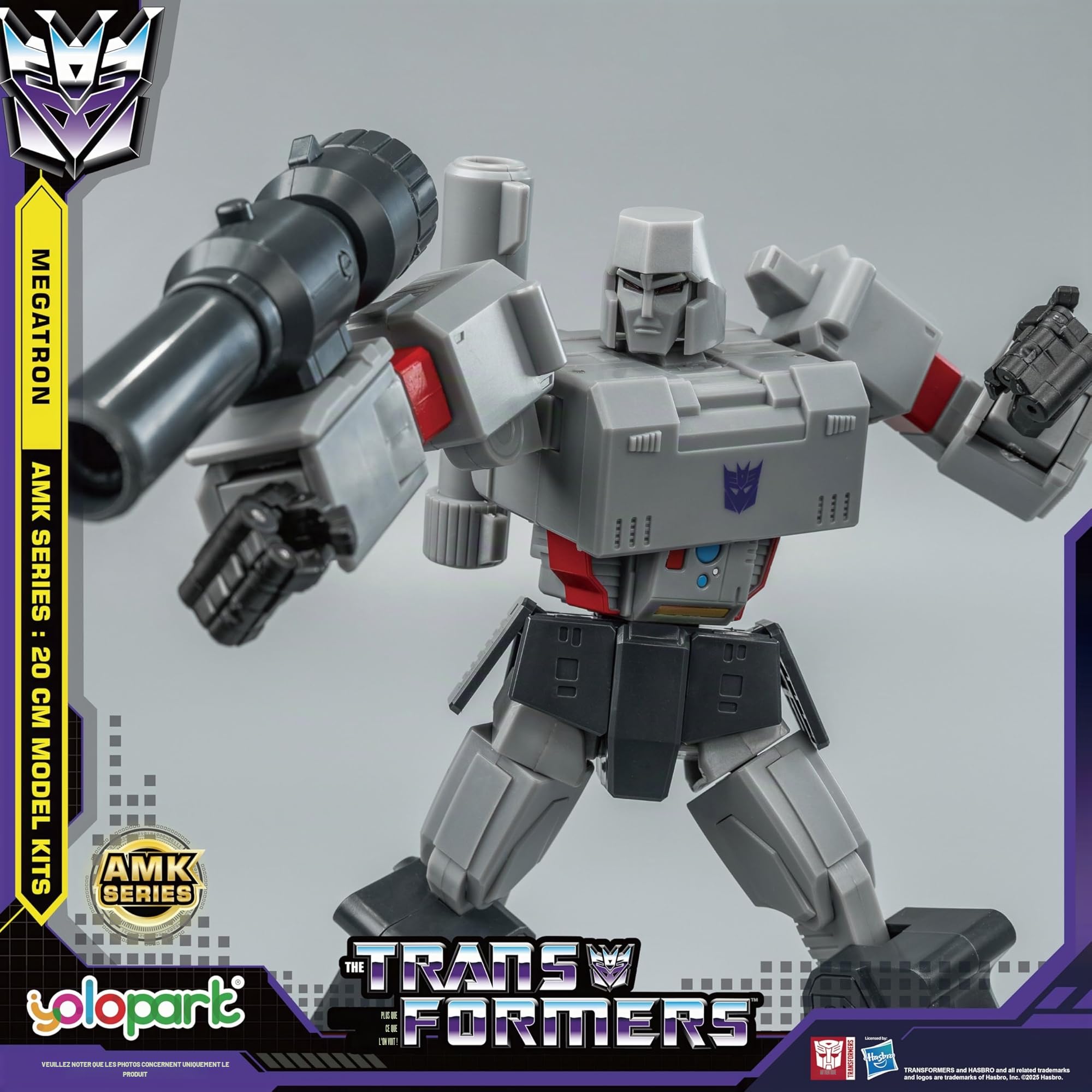YOLOPARK Megatron Transformer Toys, Série AMK Figurine Transformers G1 Hautement Articulée de 20 cm (7.87 Pouces) avec Armement pour Adultes Garçons Filles