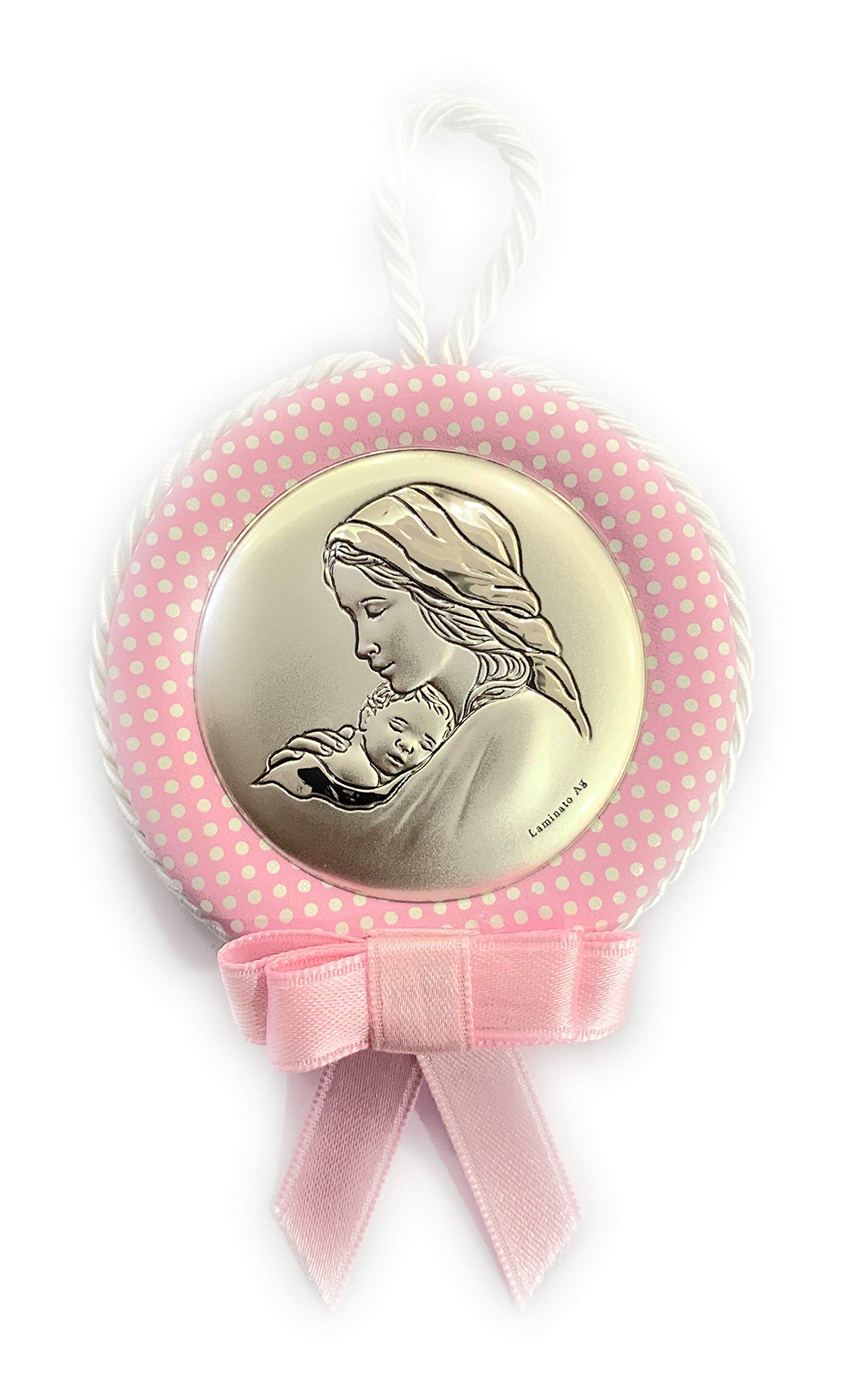 Capezzale medaglione per culla bimbo con placchetta in argento