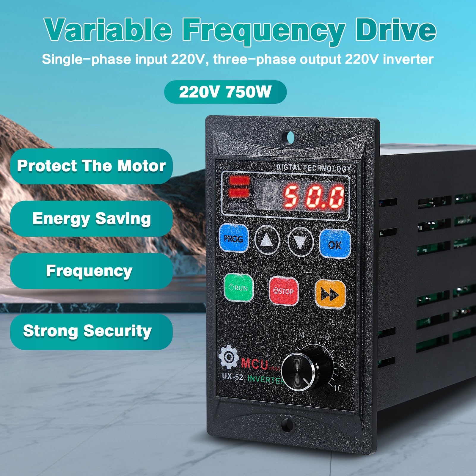 Jadeshay Variateur de fréquence, Variateur de Vitesse pour Moteur 220V 750W entrée monophasée sortie triphasée Convertisseur de fréquence pour la régulation de la vitesse du Moteur
