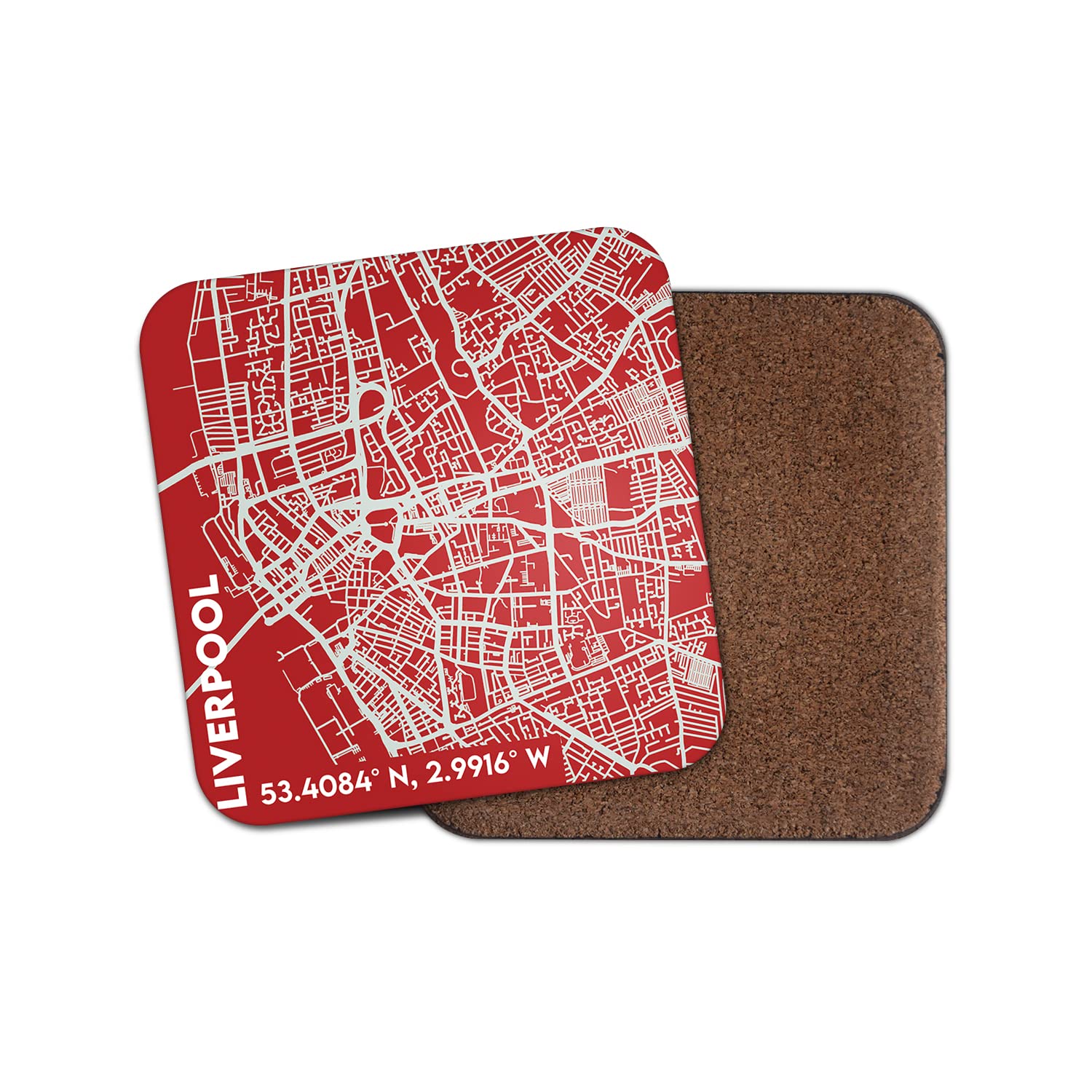 Dv Design Multicolor Square Single Coaster - Liverpool City Map England Red Travel Uk Gb Scouse Gift #76981