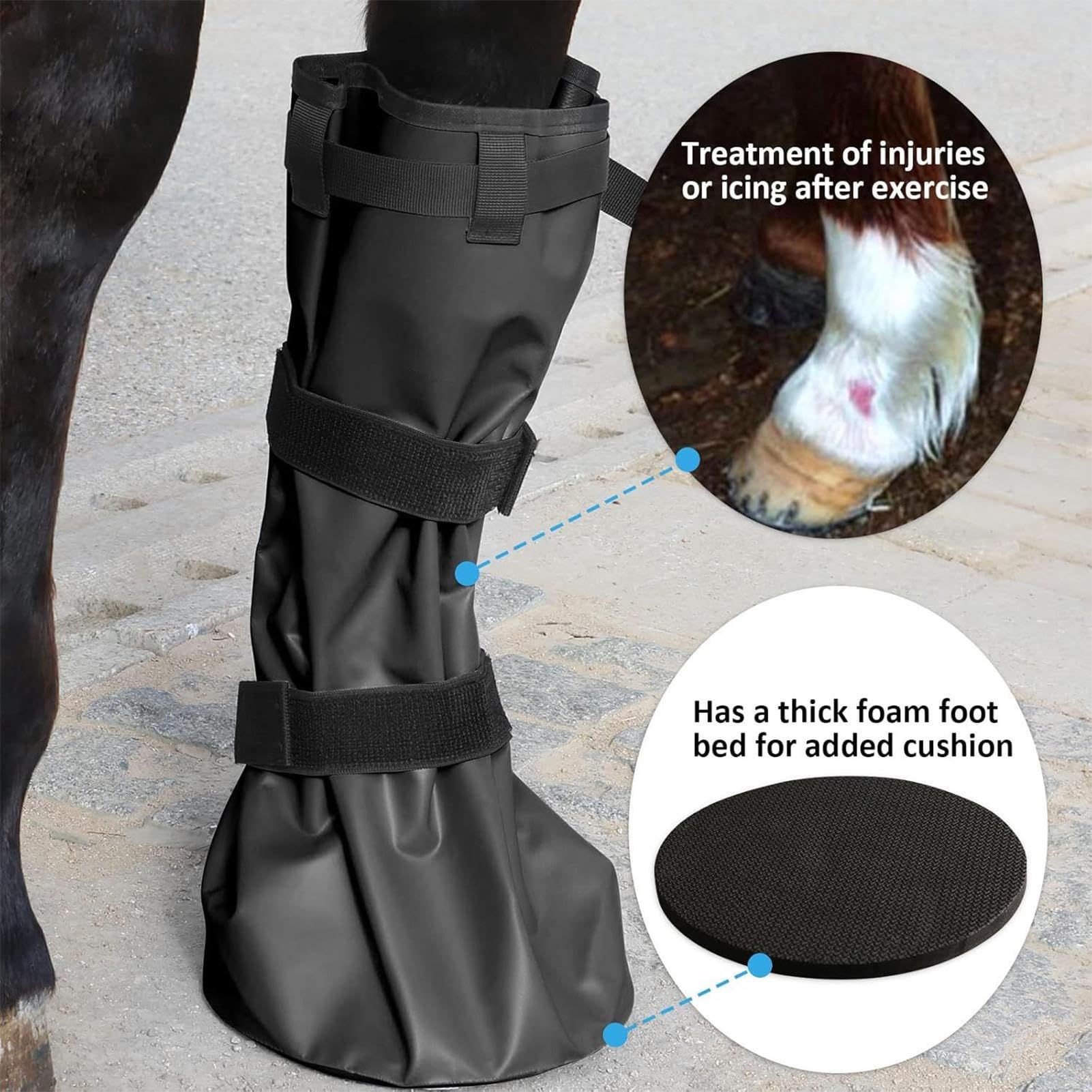 Hoof Soaking Boot - Equine Hooves Soaker Bag, 24,5 cala Wielofunkcyjny sprzęt do czyszczenia stołów, treningu na świeżym powietrzu, wyścigów, użytkowania pola, zawodów, opieki konnej i konserwacji