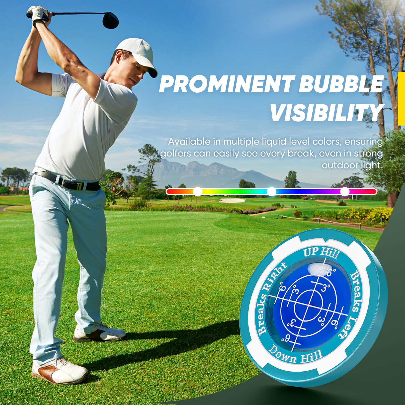 GreenNav Pro-High Precision Golf-Lesegerät & Golfballmarker mit horizontaler Wasserwaage, wesentliche Neigung und Putt-Linie, Lesehilfe, Golfzubehör für Männer und Frauen