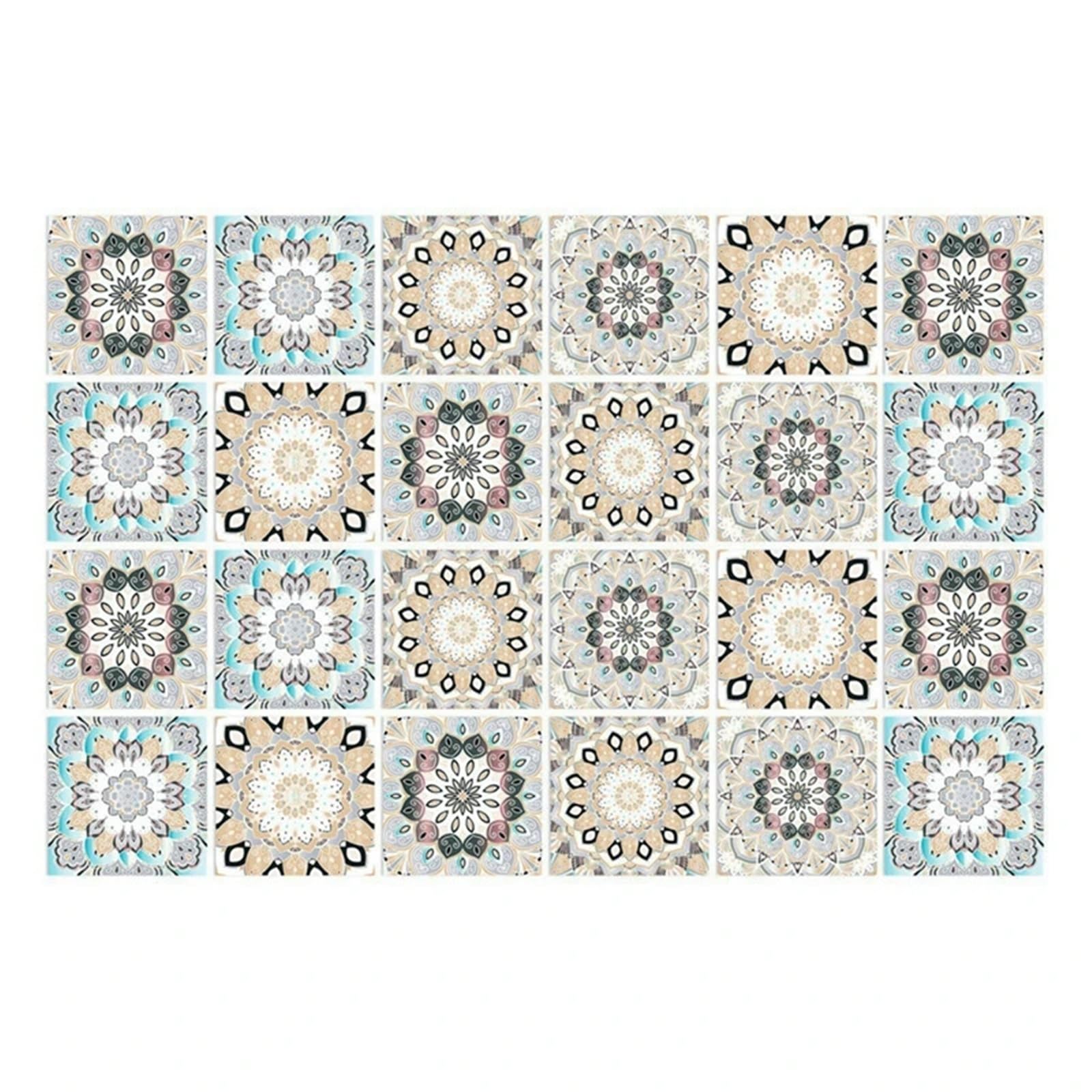 EJvkrbtx Mosaic Tile Wall Stickers 24pcs Bathroom Kitchen Multicolor 10x10cm 15x15cm