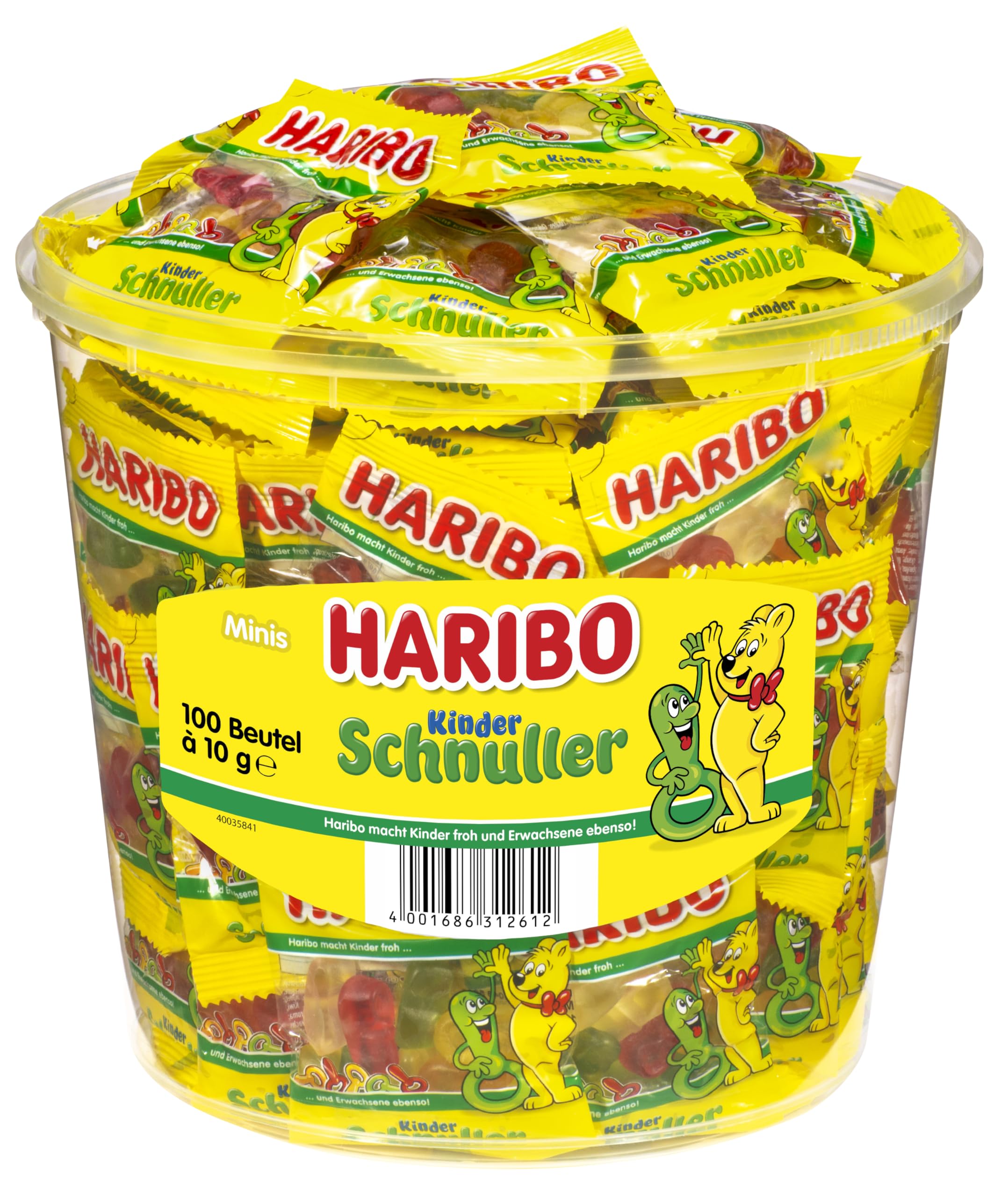 Haribo Kinderschnuller 100 Minibeutel Runddose 1000g
