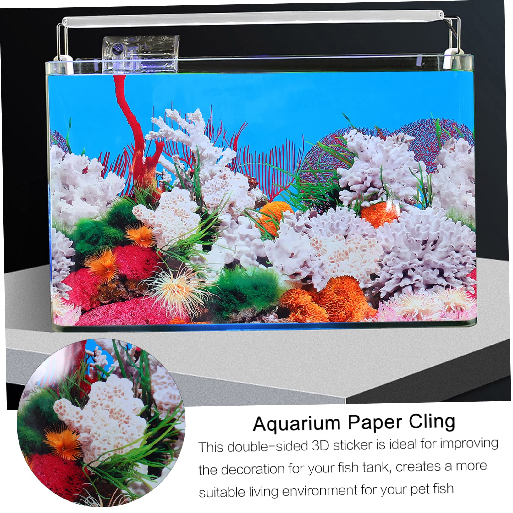 Mipcase 3piezas Póster para Acuarios Diseño Submarino Adhesivo y Decorativo para Peceras y Adornos De Acuarios