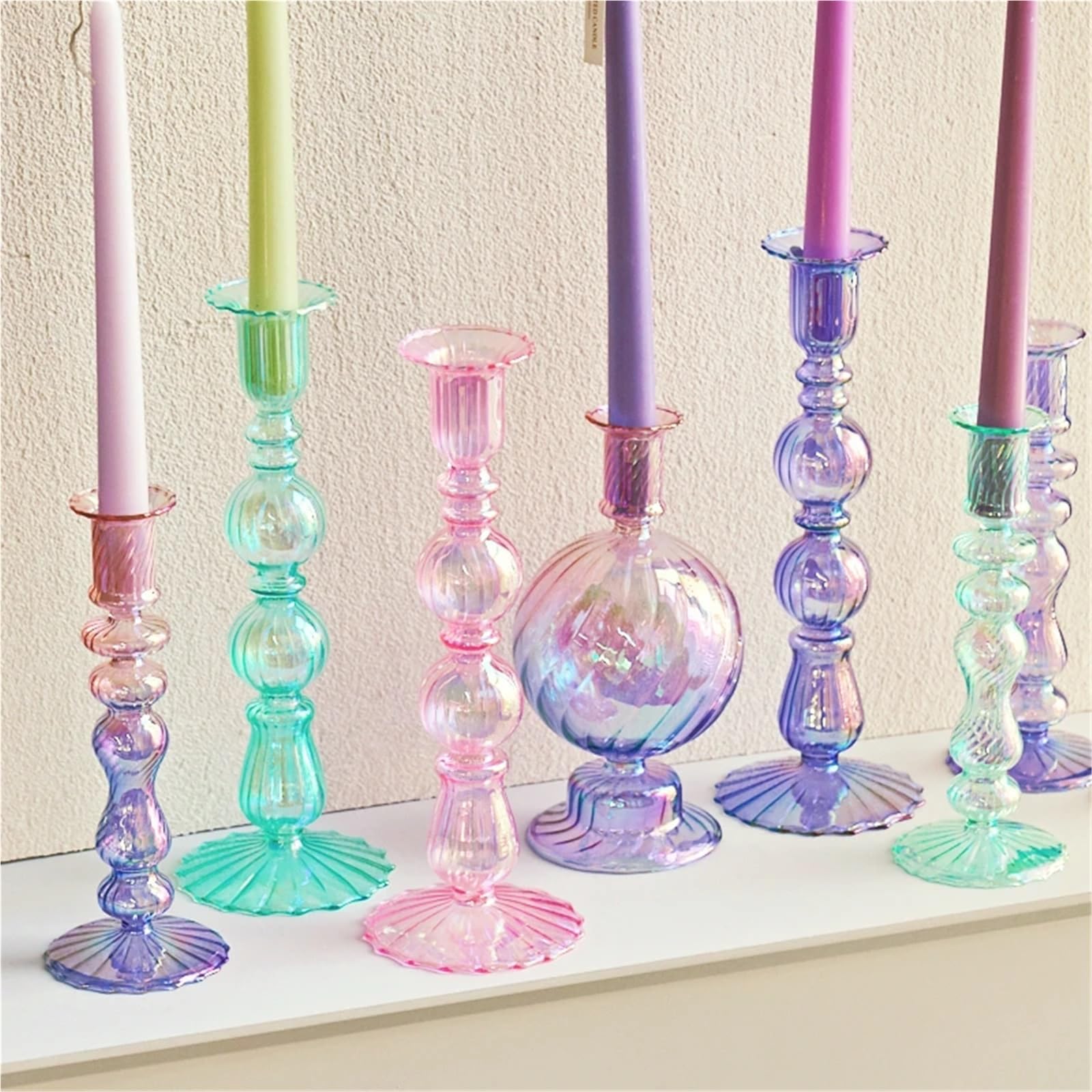 Portacandele Candelieri Portacandele Conici Alti Decorazione Festa Vaso di Vetro Casa Matrimonio(STYLE23)