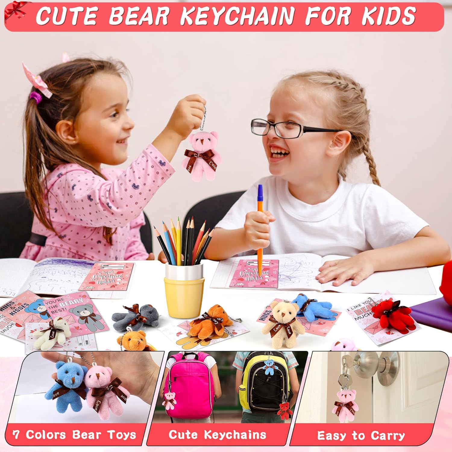 28 Pack Valentines Day Cards for Kids Classroom Valentines Day Gifts for Kids School Mini Bear Plush Toys Valentines for Class Valentines Exchange Cards Party Favors Classroom Exchange Gift Set - Image 5