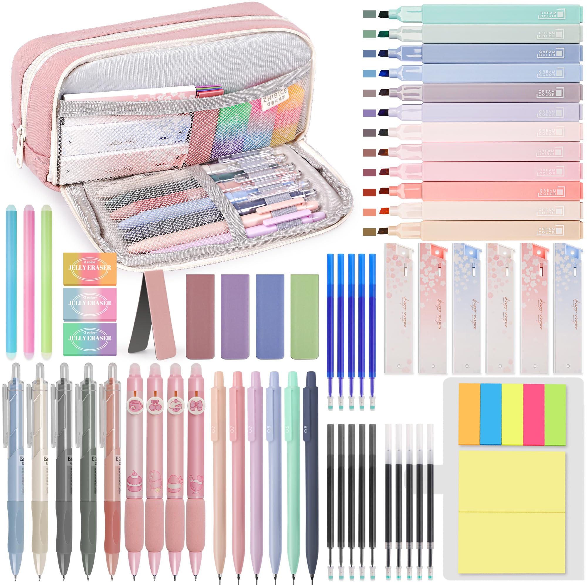 Sponsored Ad – 61 PCS Aesthetic Stationery Supplies with Pencil Case, 12 Pastel Highlighters, 4 Erasable Pens, 5 Gel Pens, 6 Mechanical Pencils, Stationary Set for Students, Note-taking & Journaling (Pink)