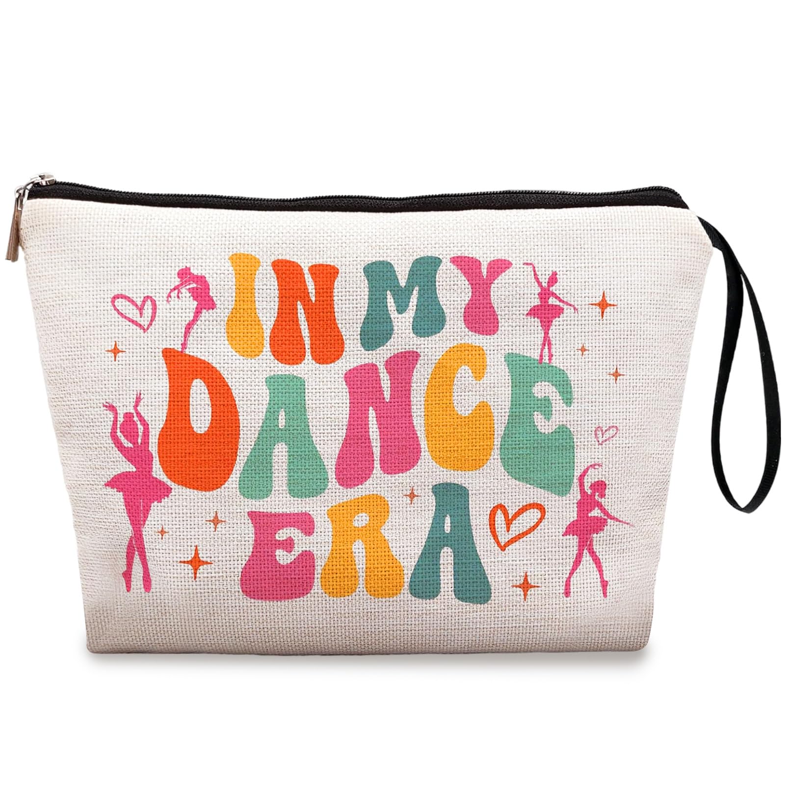 Dance Makeup Bag, Dance Gifts for Girls Gymnastics Lover Gift Small Cosmetic Bag with Hand Strap