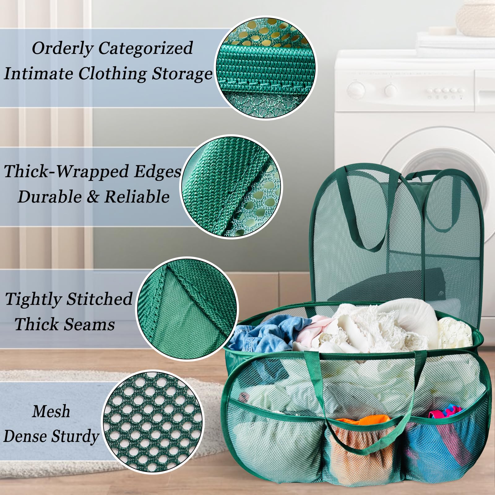 2PCS Mesh Laundry Hamper,Collapsible Laundry Baskets,75L Large - Foto 5