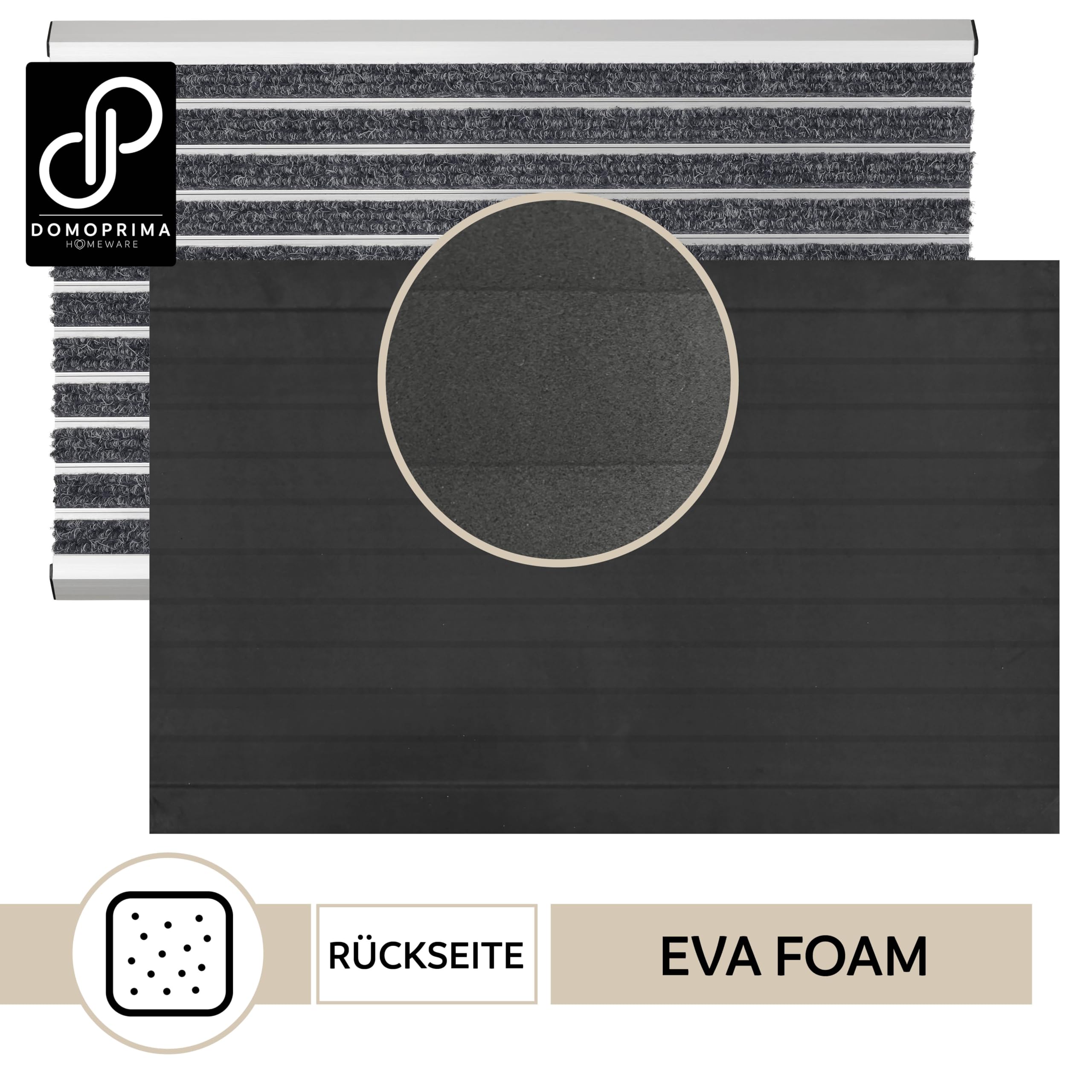 DOMOPRIMA® Premium Alu Fußmatte, grau, 60x40 cm | Gratis Schmutzfangmatte 60x40, Wetterfest, Rostfrei & Rutschfest, Für Eingang, Haustür & Terrasse, Für Innen & Außen