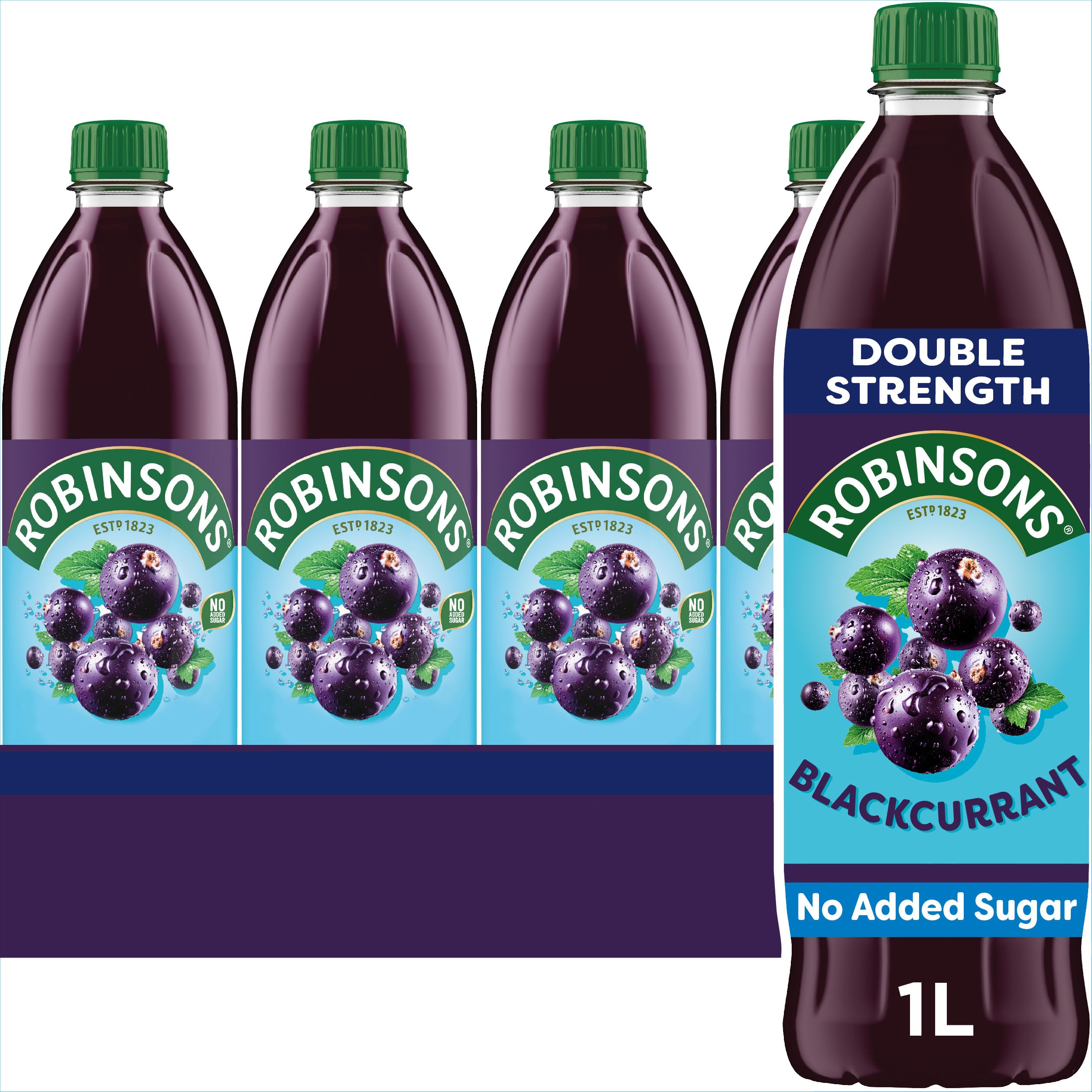 Robinsons Fruit Squash - Low Calorie - Double Strength - Blackcurrant 1 Litre - 12 Litre