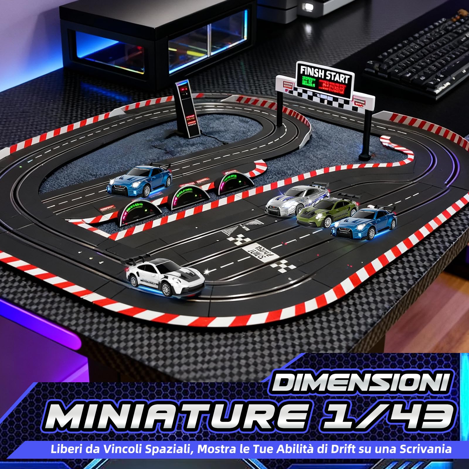 YOOHBERRYS RC Auto Drift Pro, 1:43 Macchina Telecomandata Drift, Mini Drift Car, Micro Macchina Telecomandata con Giroscopi, Luce LED, 15km/h, Auto Giocattolo per Bambini di 15 Anni (Blu)