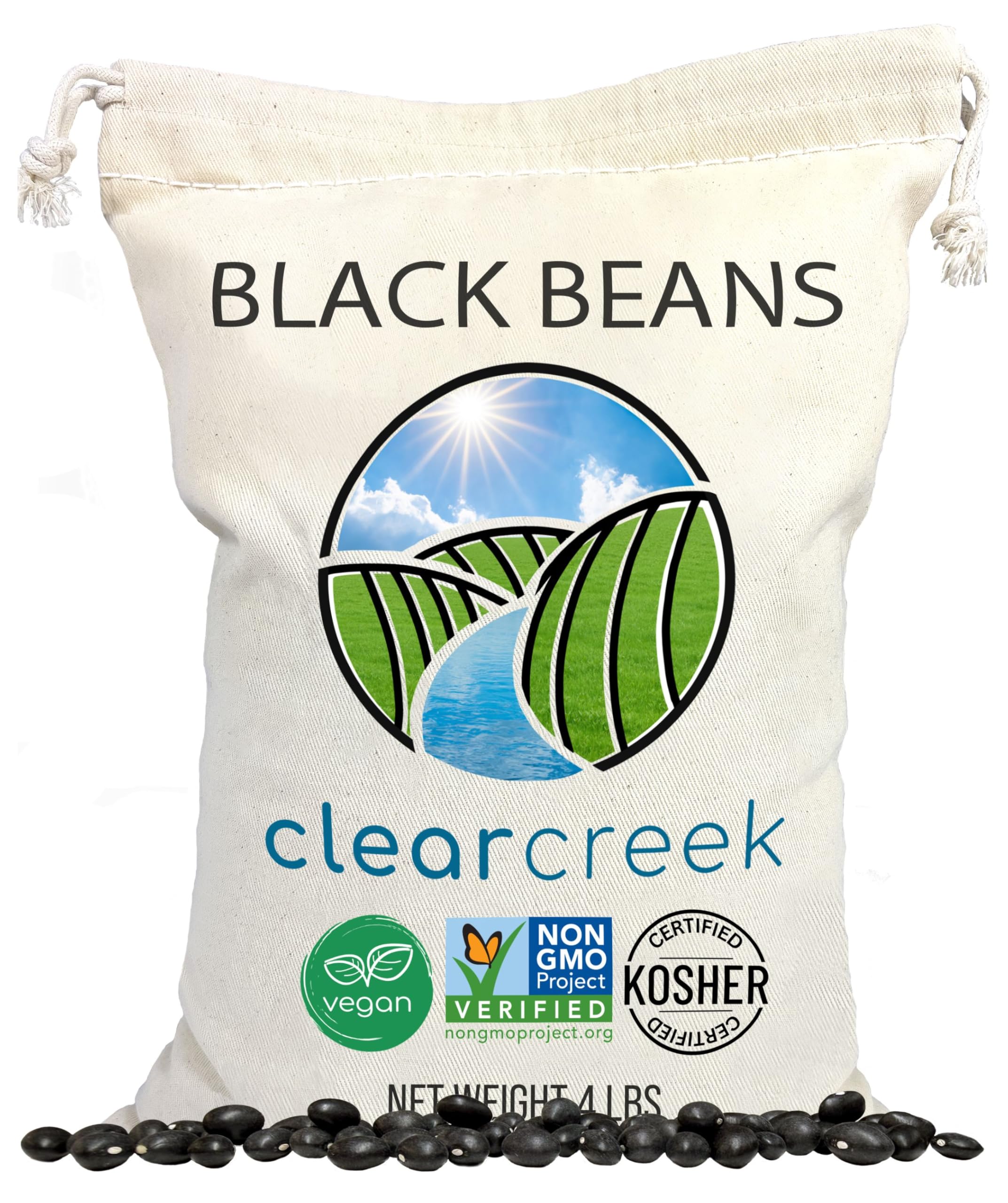 Washington State Grown Black Beans | 4 lb | Project Non-GMO Verified | Vegan | Kosher | Non-Irradiated | Frijoles Negros