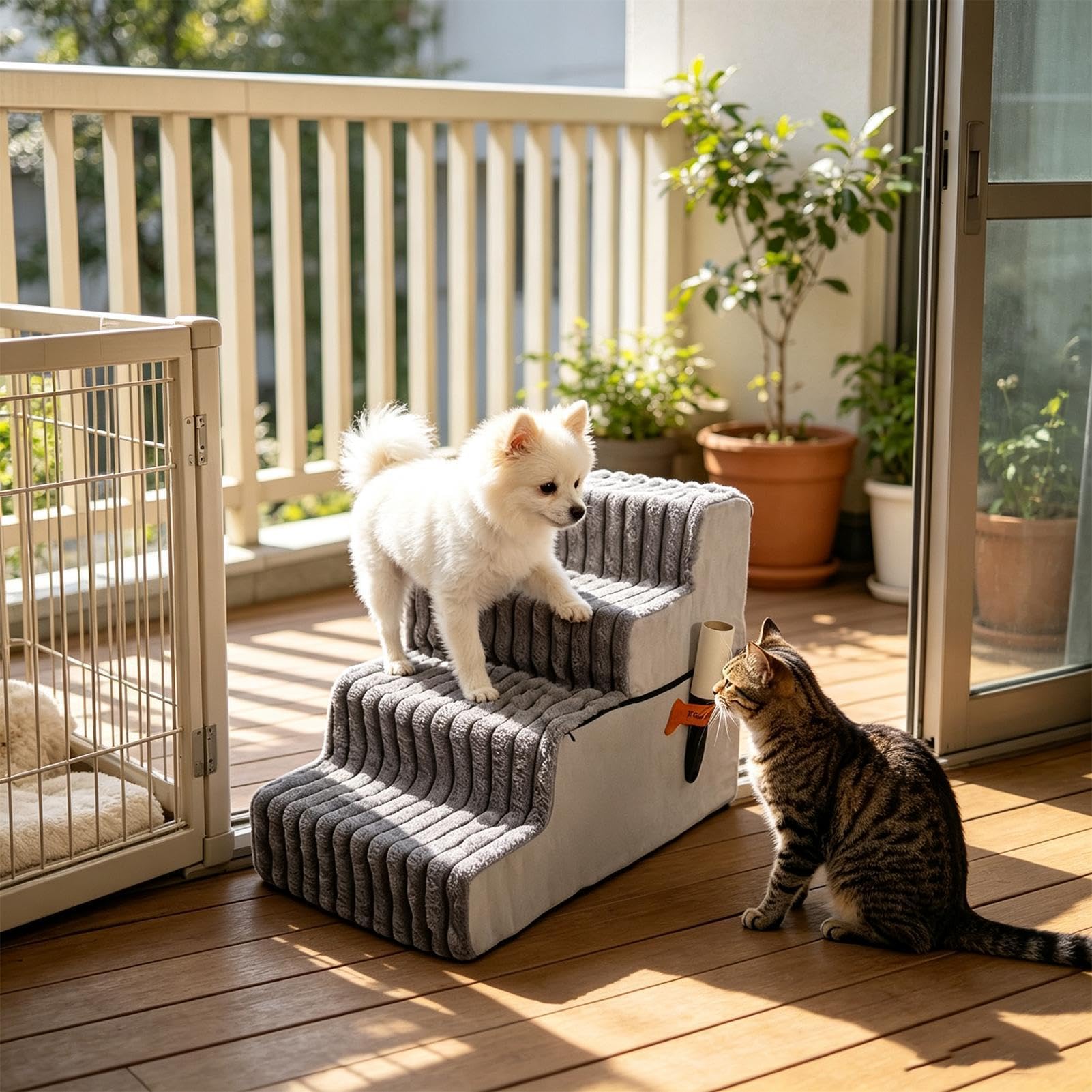 Rampa de Perro para sofá Escalera Accesorio Lavable y Desmontable de | Escaleras equilibradas de cama de perro Para Perros Mayores Cachorros Pequeños Gatos Balcón Terraza Sofá Apartamento