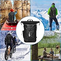 Vista 8 de Mochila impermeable para hombres y mujeres – Mochila flotante enrollable para kayak, rafting, canotaje, playa (negro)
