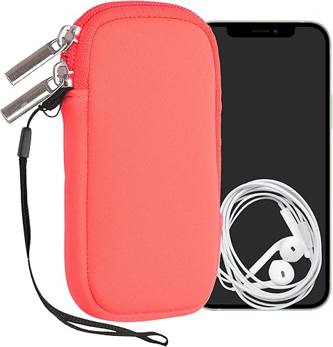 Miniatura 55 de kwmobile Bolsa de neopreno para teléfono tamaño XL - 6.7/6.8 pulgadas - Funda universal para celular con cremallera, correa para la muñeca, amarillo