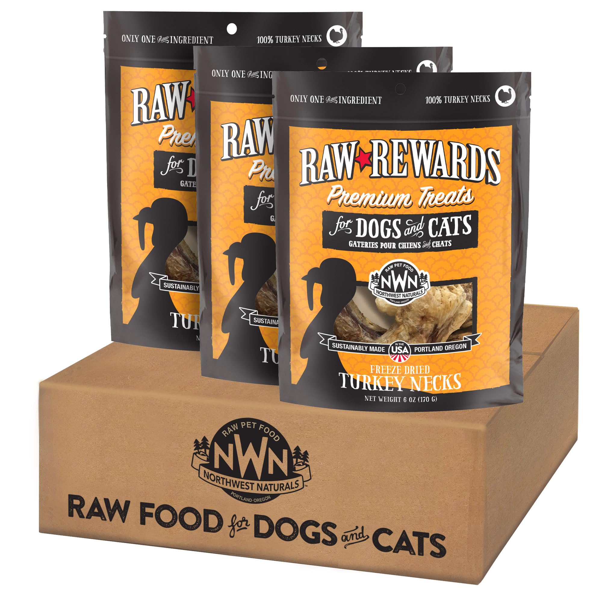 Northwest Naturals Raw Rewards Freeze-Dried Turkey Neck Treats for Dogs and Cats - Bite-Sized Pieces - Healthy, 1 Ingredient, Human Grade Ingredients,