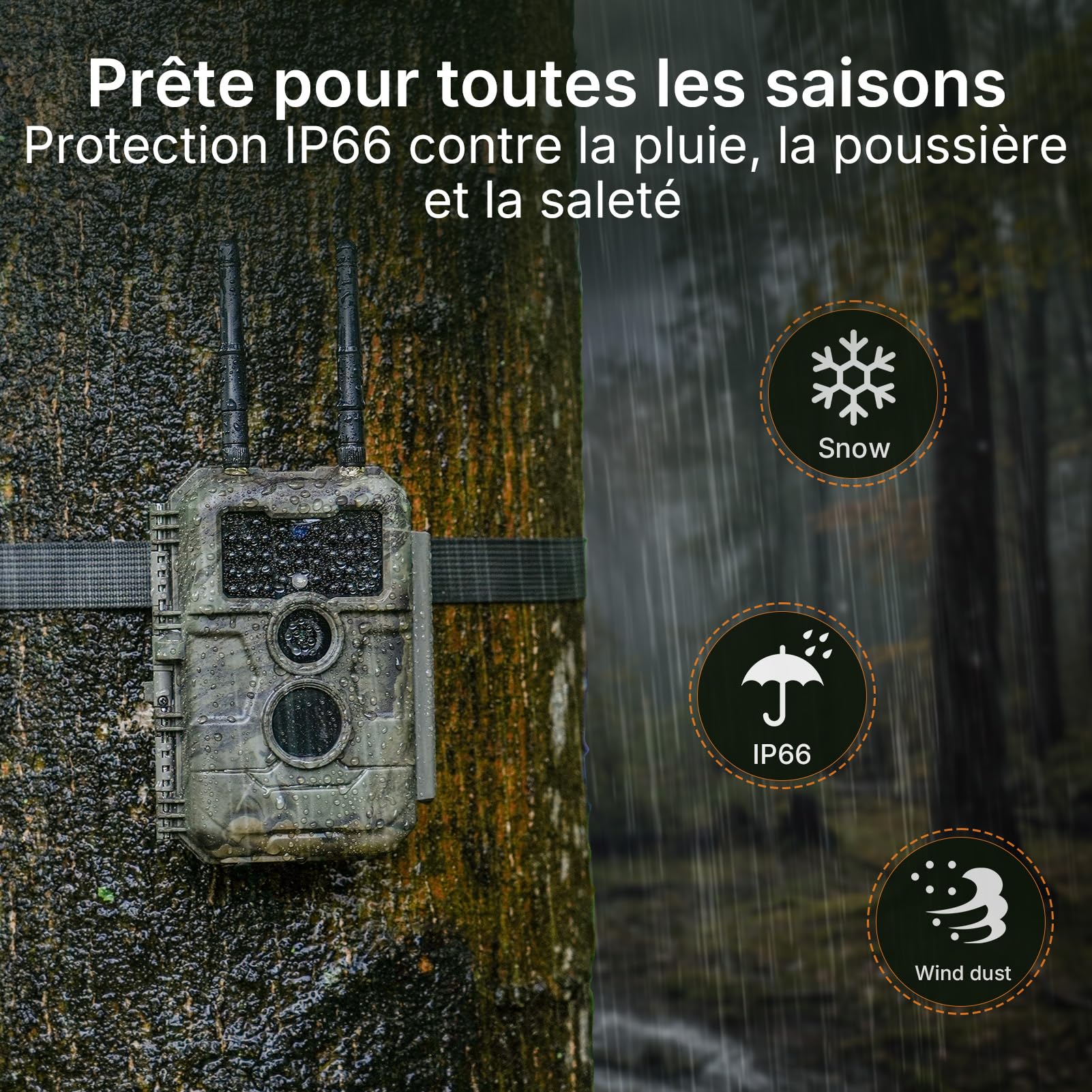 GardePro E6 2.0 Pro 4K Camera de Chasse WiFi, Batterie de 7800 mAh et Carte SD de 64 Go, Portée WiFi de 50 mètres, 64MP Caméra de Chasse Connectée Telephone, Camera Vision Nocturne Animaux Exterieur