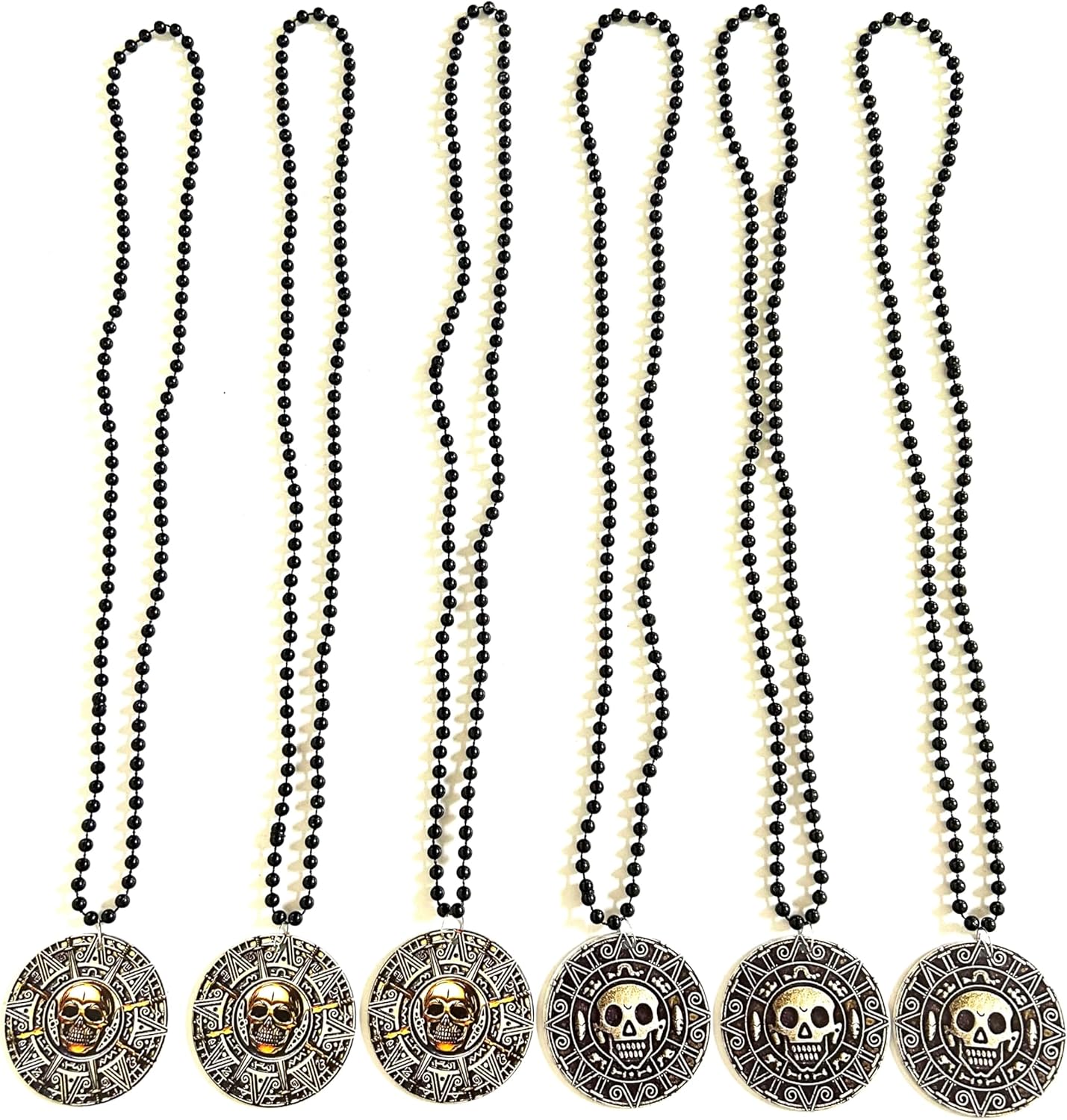 12 Pcs Halloween Pirate Coin Beads Necklace Pirate Skull Necklaces Accessories Pirate Day Necklaces Party Decorations - Image 2