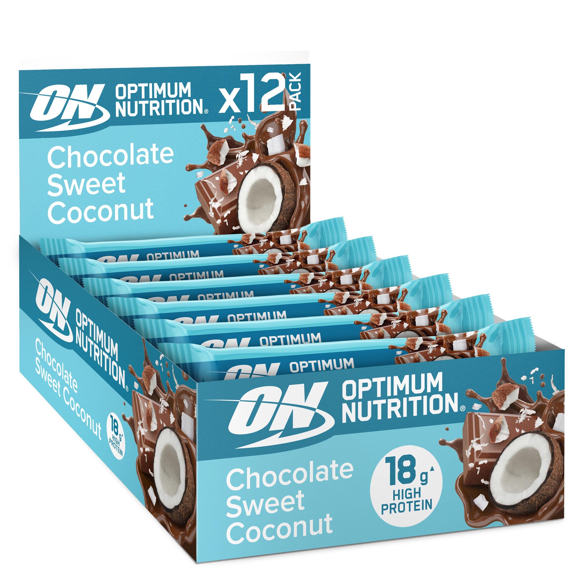 Chocolate Sweet Coconut Protein Bars, On-the-Go Pre-Workout and Post-Workout Gym Snack Alternative for Men and Women, with Soy Protein, 12 x 59g