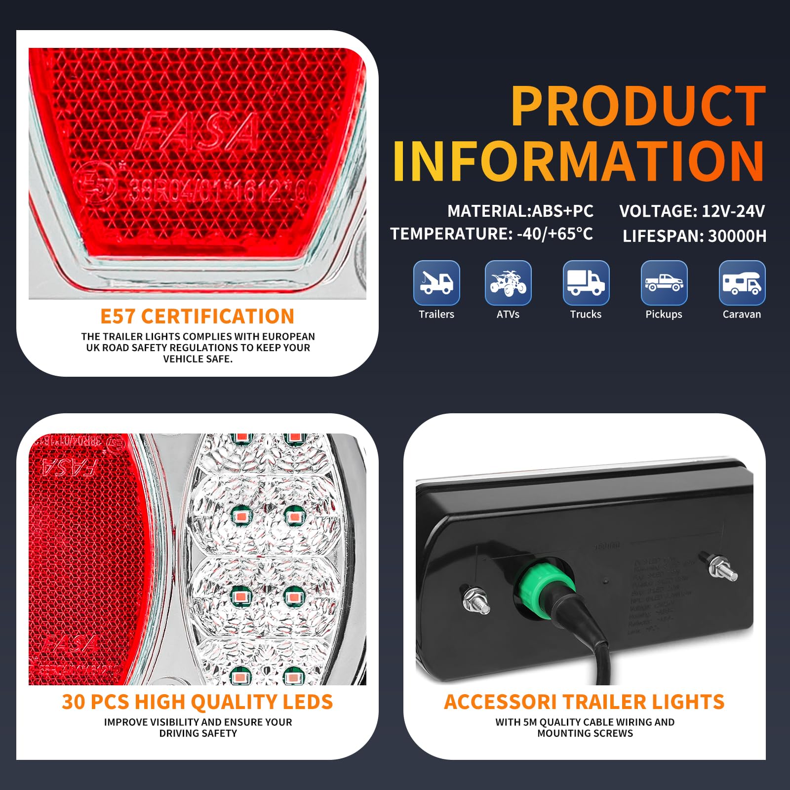 LED tylne światła przyczepa QP-XK607