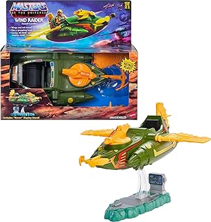 Masters of The Universe Origins Wind Raider Vehicle with Tow Hook, Retractable Cable & Display Stand for Motu Storytelling Play and Display, Gift for Kids Age 6 Years and Older