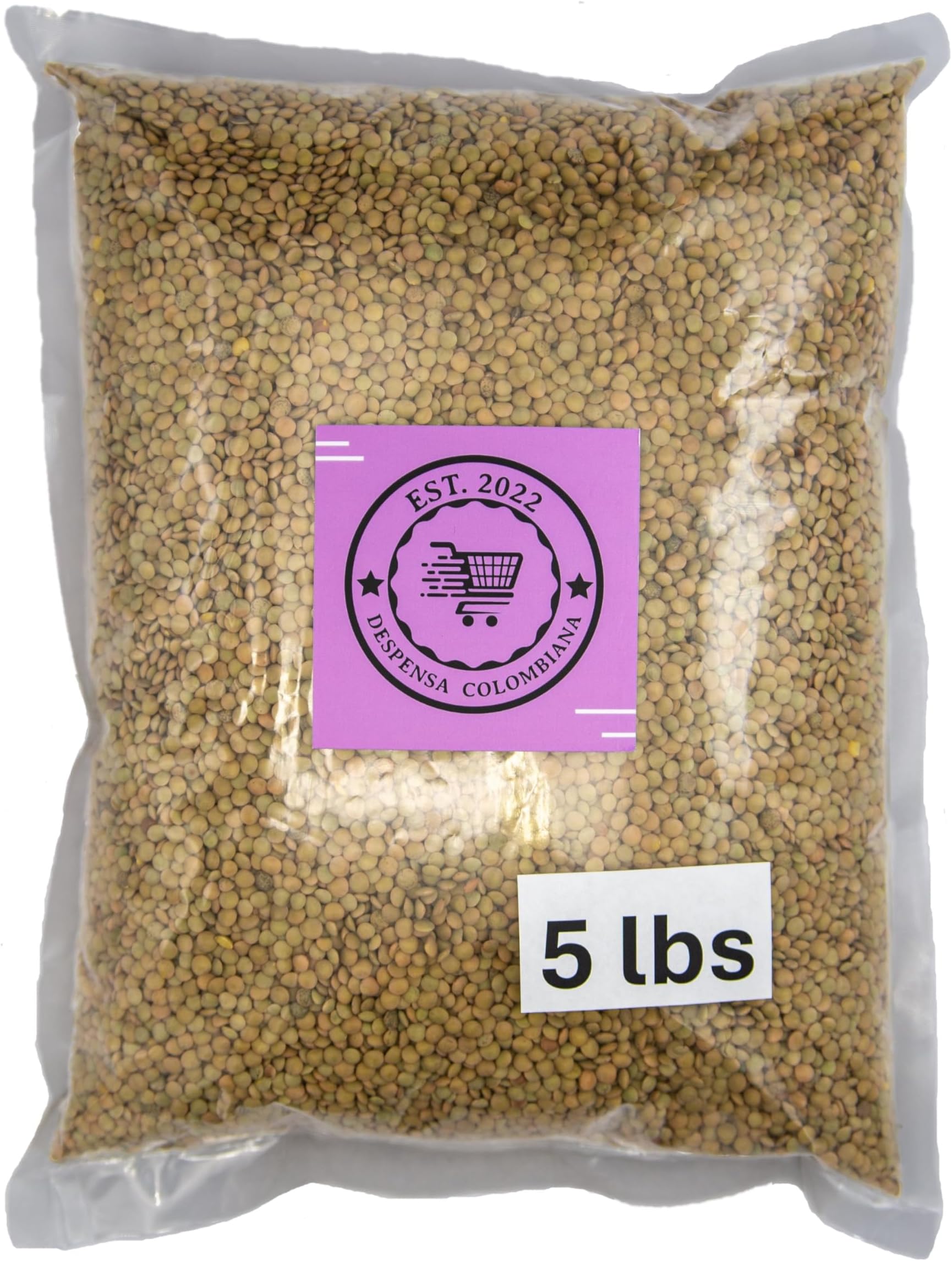 Bulk GREEN Lentils - 5 lbs - Lentils Dry Bulk Grown in USA - Triple Cleaned Bulk Lentils, Ideal for Cooking - Despensa Colombiana Lentils Dry Bulk