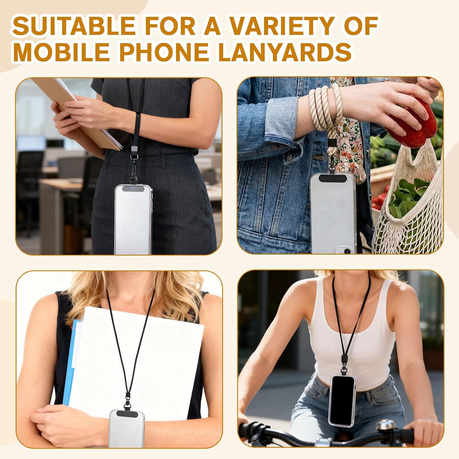 4 Pcs Phone Lanyard Tab 360°, Metal Phone Tether Tab with 44Lbs Load Capacity Heavy Duty Cellphone Charm Wrist Strap Hook Holder Patch Case Pad Swivel Ring for Lanyard Strap Connector