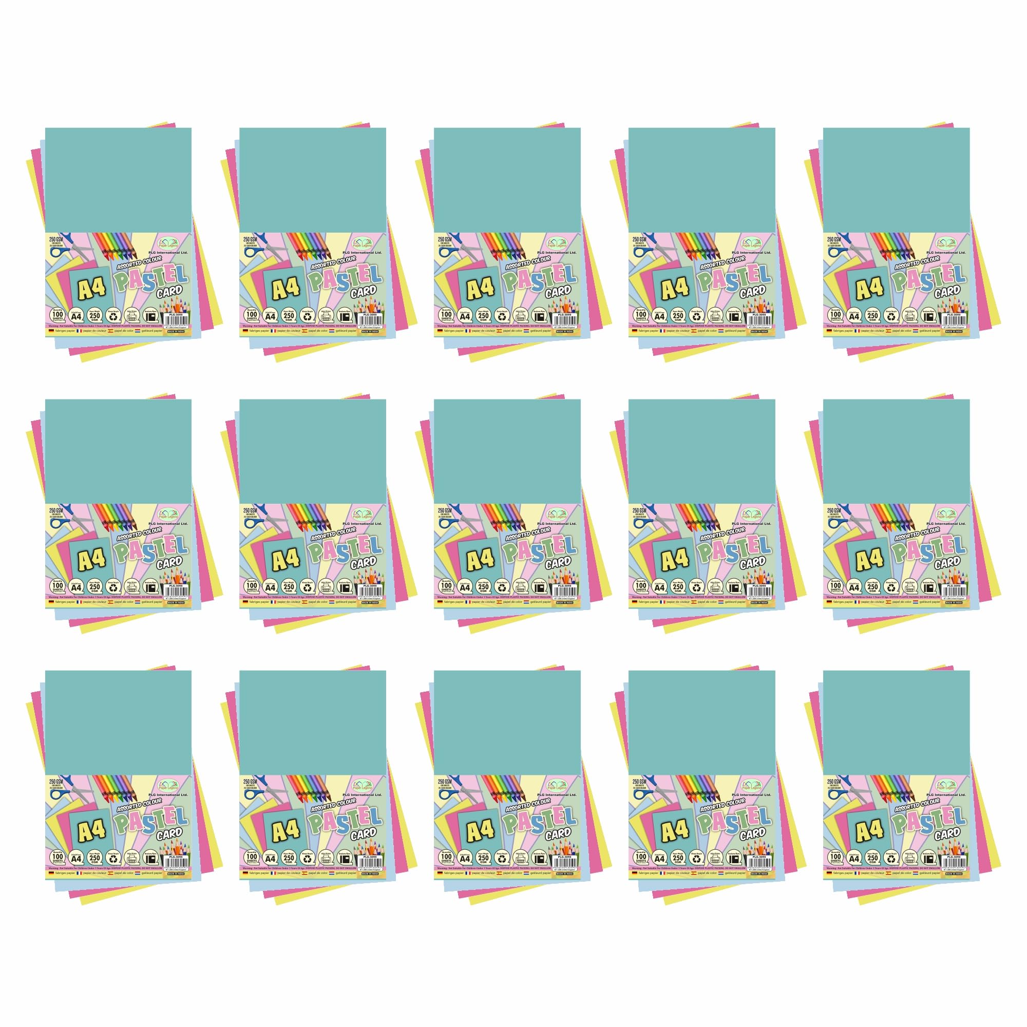 A4 Cards, 250 GSM Activity Card, 100 Coloured Sheets | Print & Craft Card, Kids DIY Paper Craft, Card Making for Home School Office (Assorted Colour Pastel Card, Pack of 15)