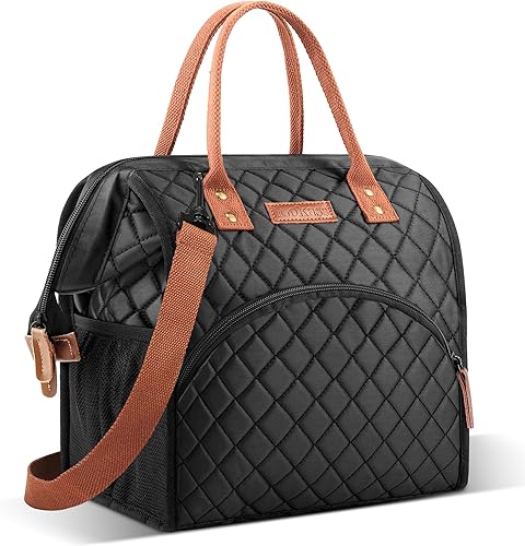 Miniatura 23 de LOKASS Bolsa de Almuerzo Aislada Lonchera de Apertura Amplia Bolsa Tote de Almuerzo Soporte Grande para Bebidas Organizador de Aperitivos de Nailon