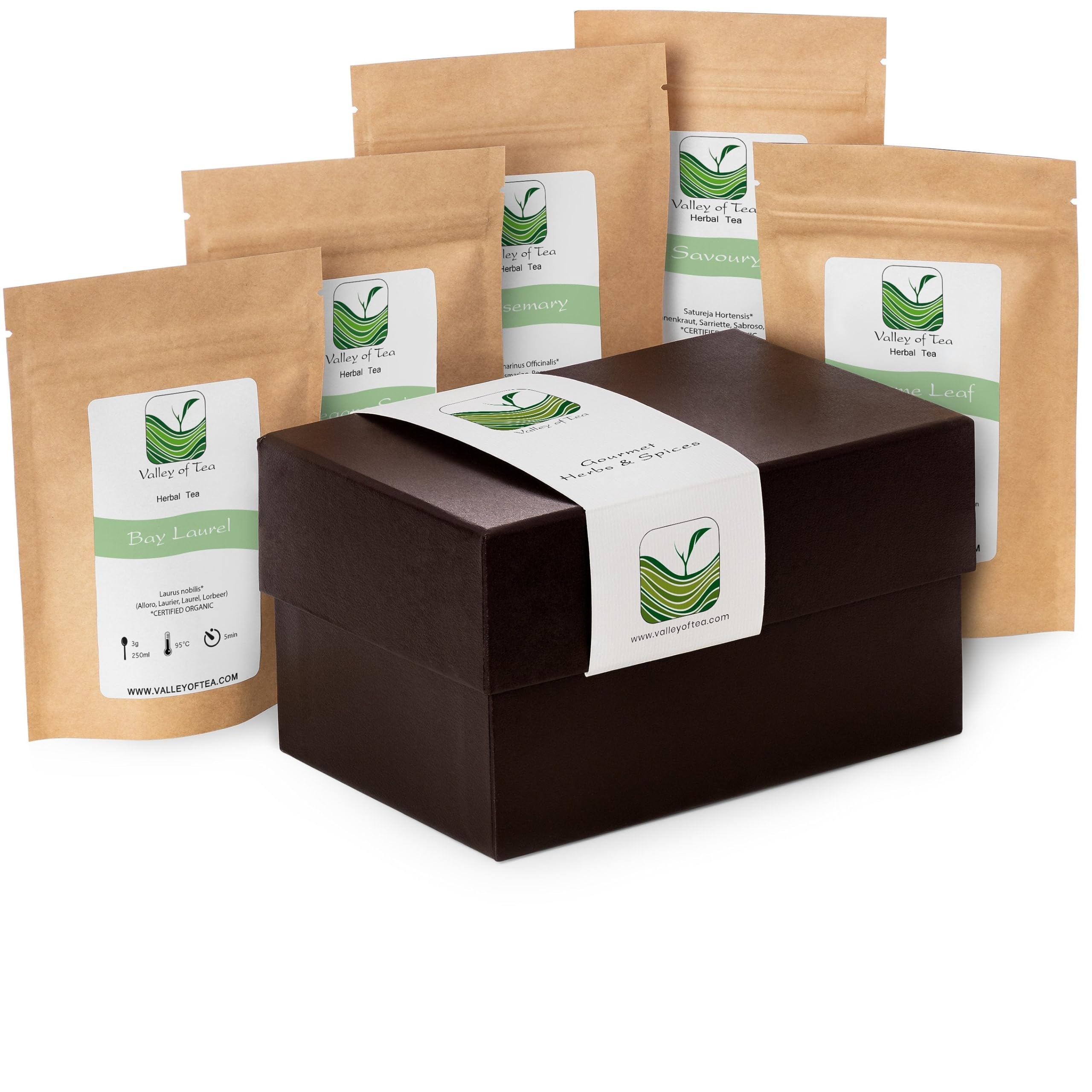 Set Regalo de Especias Indias Ecológicas - 5 Aromáticas Esenciales | anís estrellado nuez moscada canela cúrcuma y albahaca sagrada