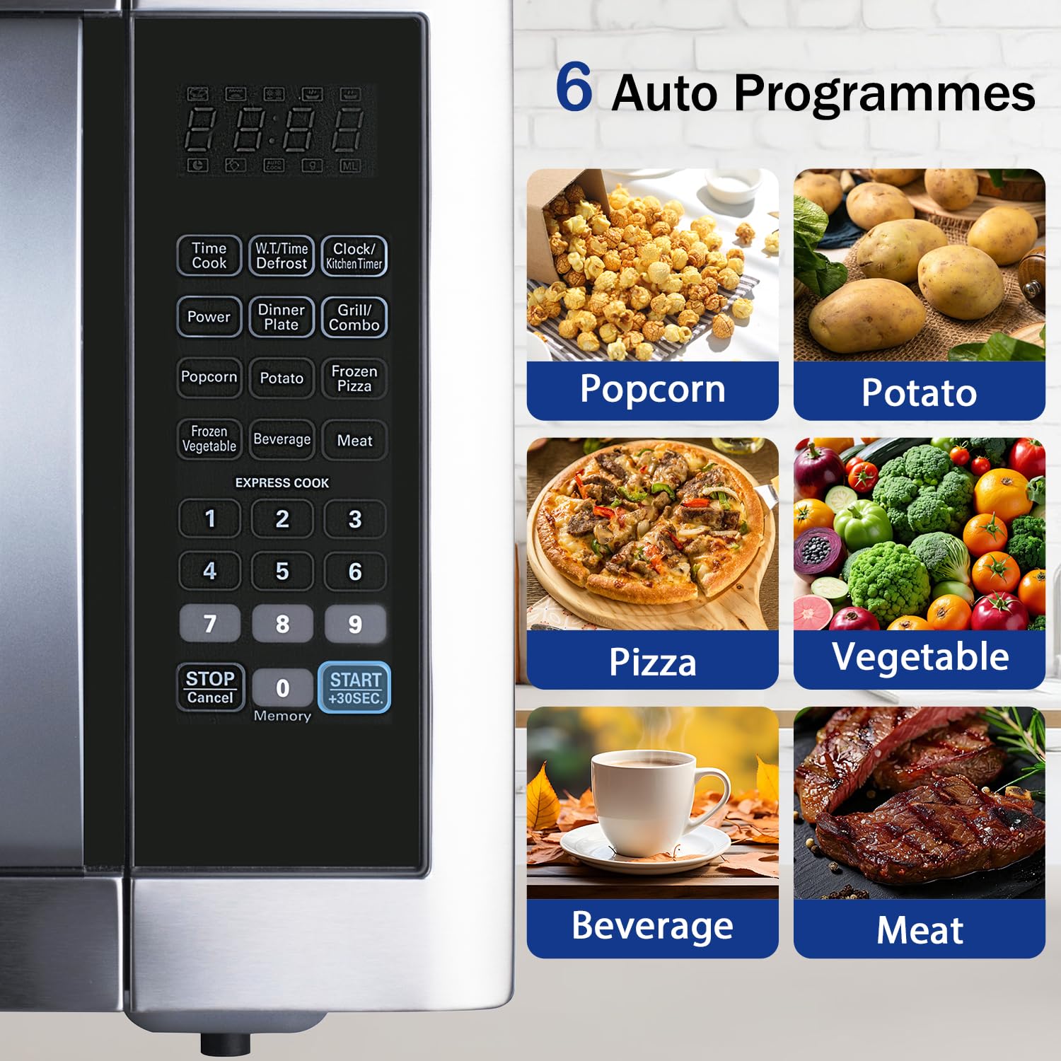 Smad Four à Micro-Ondes 42 Litres avec Multiples Modes de Cuisson Tout-en-Un, Inclus Grill, Combi et Décongélation, Micro-Ondes Combiné 1100W avec 11 Niveaux de Puissance, Grill 1400W, Design Moderne