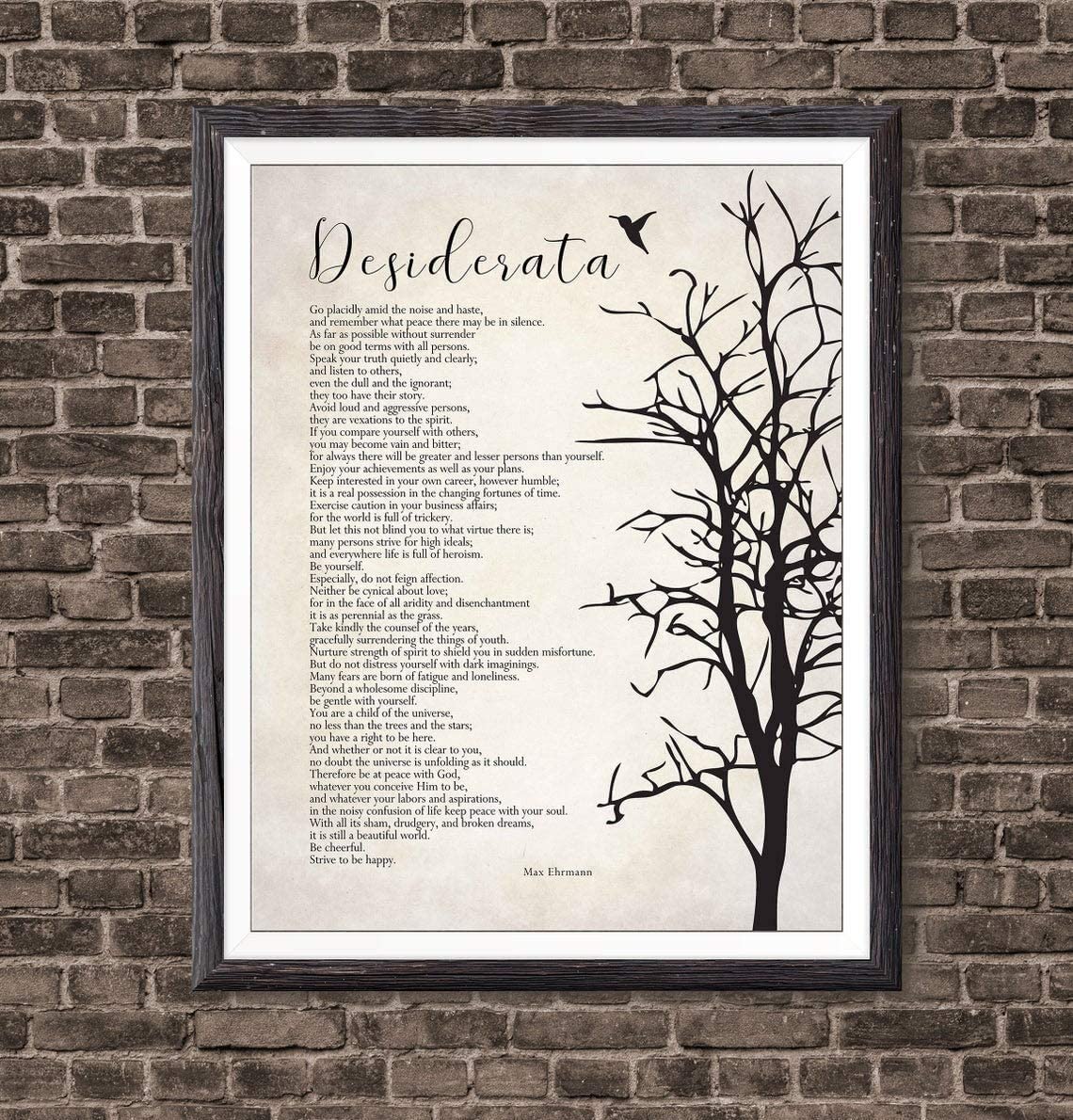 DTD GLOBAL Desiderata Poem Poster Framed Minimalist Modern Wall Art Home Decor, Decor Canvas Wall Art - Framed Canvas Gallery Wraps 1.25 inches - Print in US - Full Size